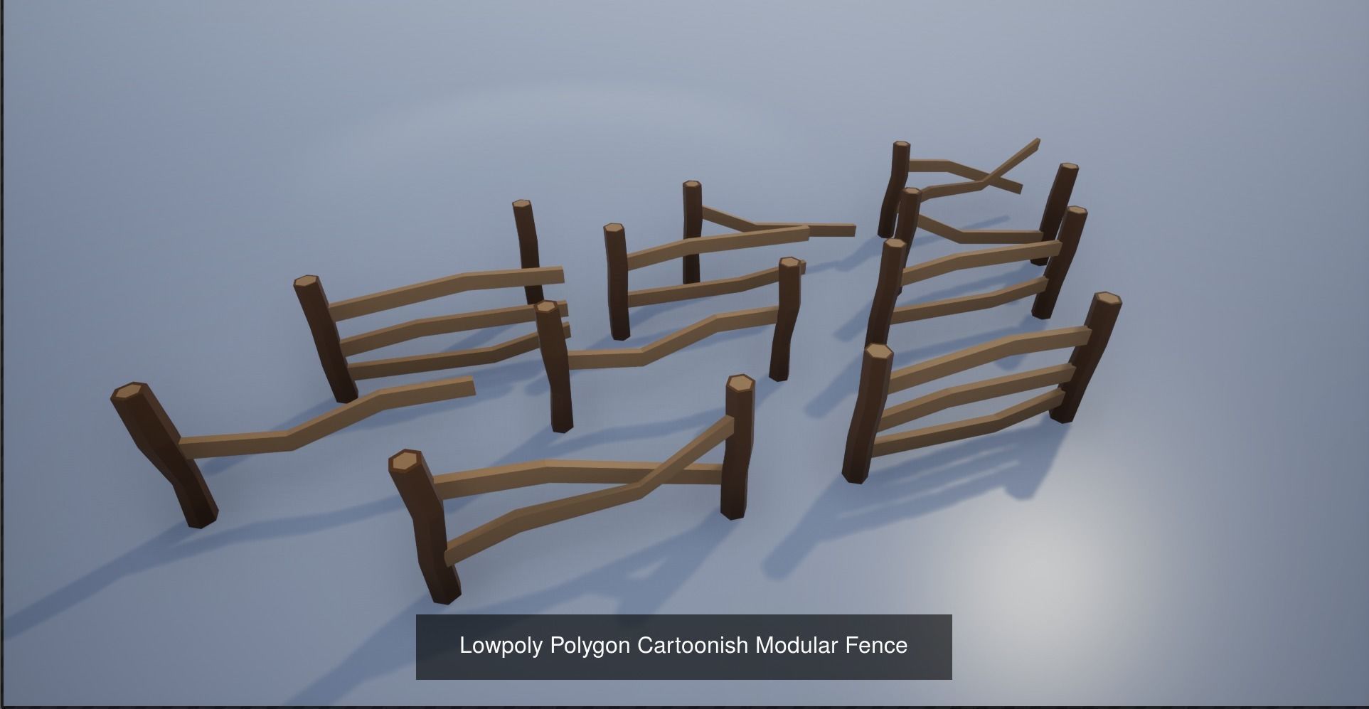 Lowpoly Polygon Platformer-tree-rock-fence-plant Pack 3D Model Collection_6