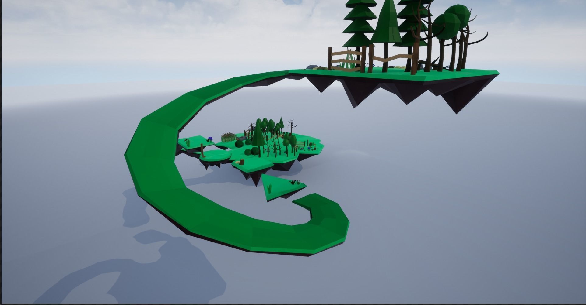 Lowpoly Polygon Platformer-tree-rock-fence-plant Pack 3D Model Collection_8