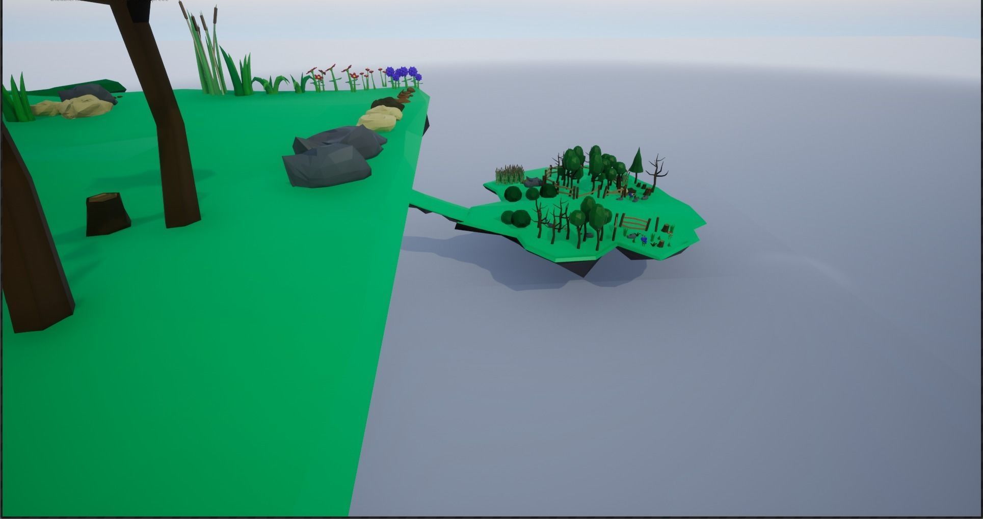 Lowpoly Polygon Platformer-tree-rock-fence-plant Pack 3D Model Collection_32