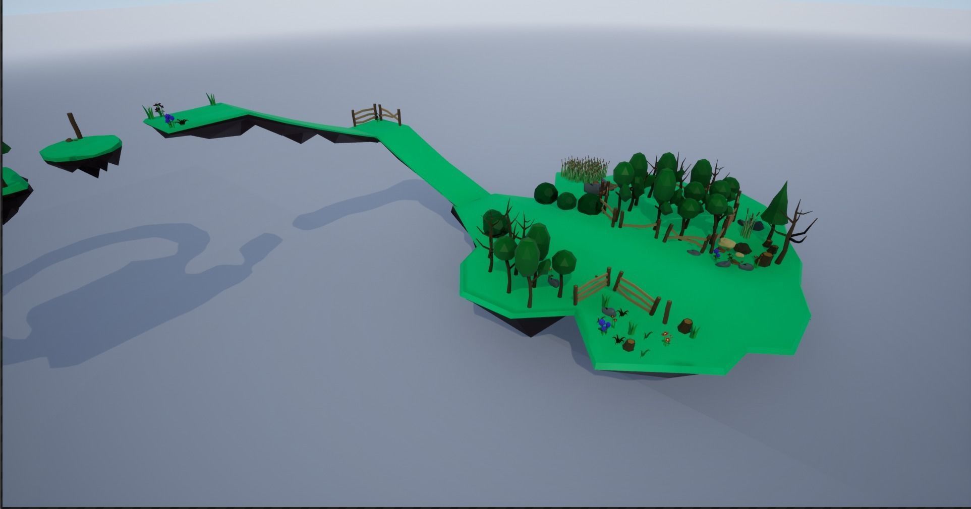 Lowpoly Polygon Platformer-tree-rock-fence-plant Pack 3D Model Collection_33