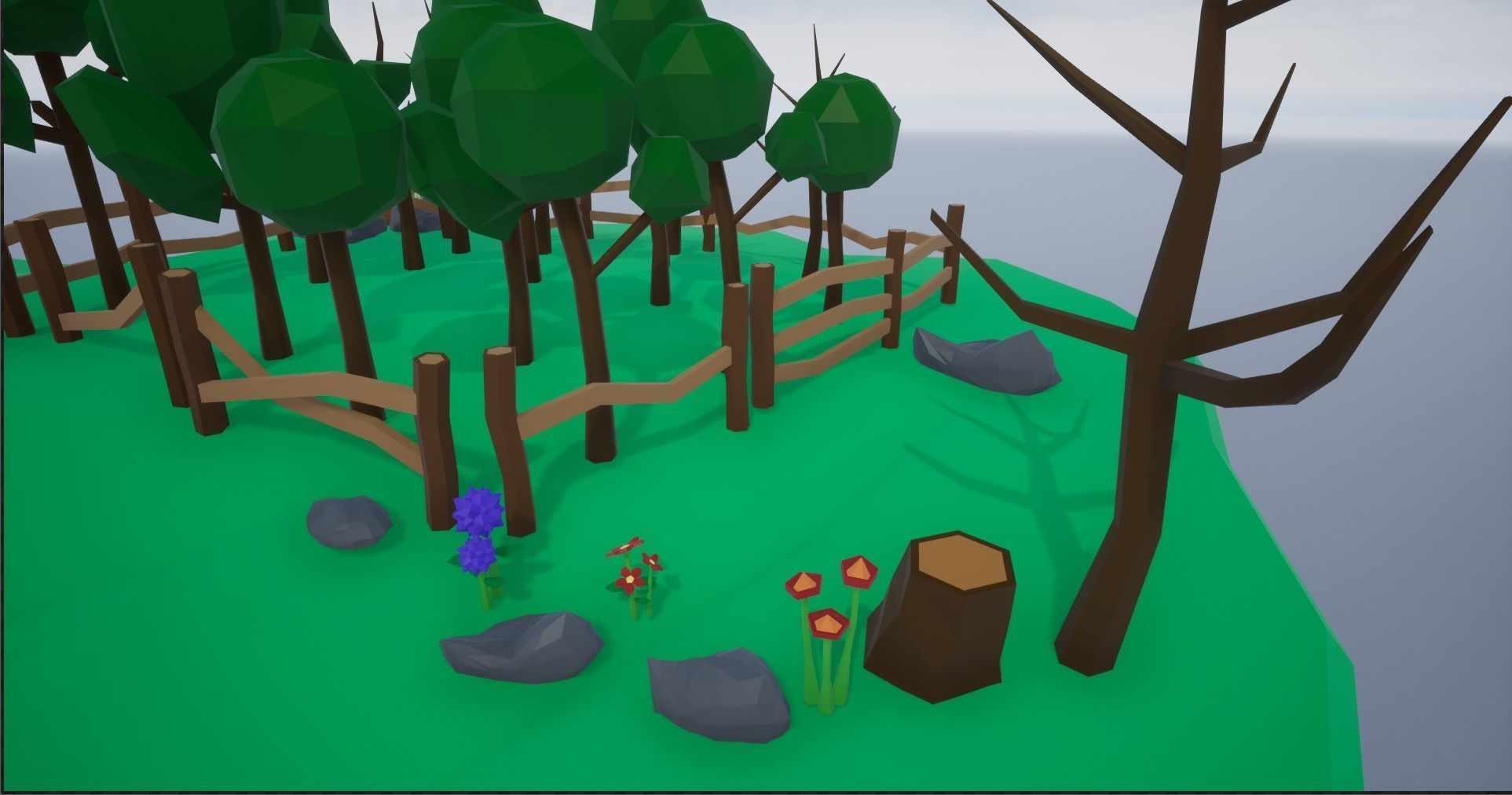Lowpoly Polygon Platformer-tree-rock-fence-plant Pack 3D Model Collection_10