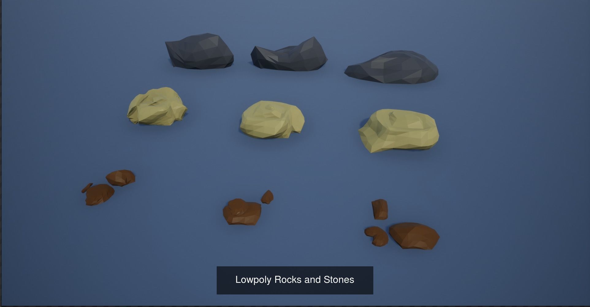 Lowpoly Polygon Platformer-tree-rock-fence-plant Pack 3D Model Collection_4