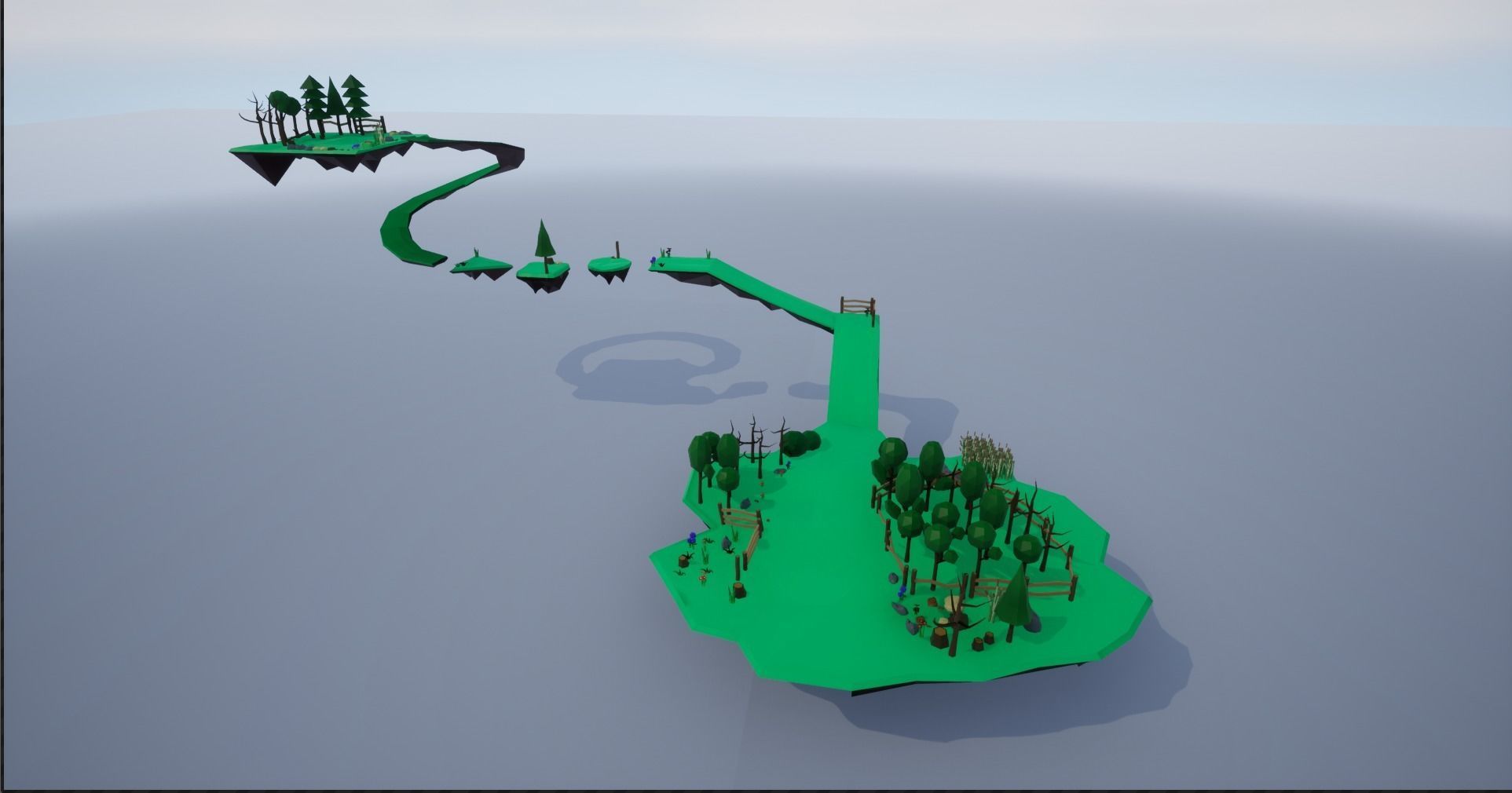 Lowpoly Polygon Platformer-tree-rock-fence-plant Pack 3D Model Collection_34