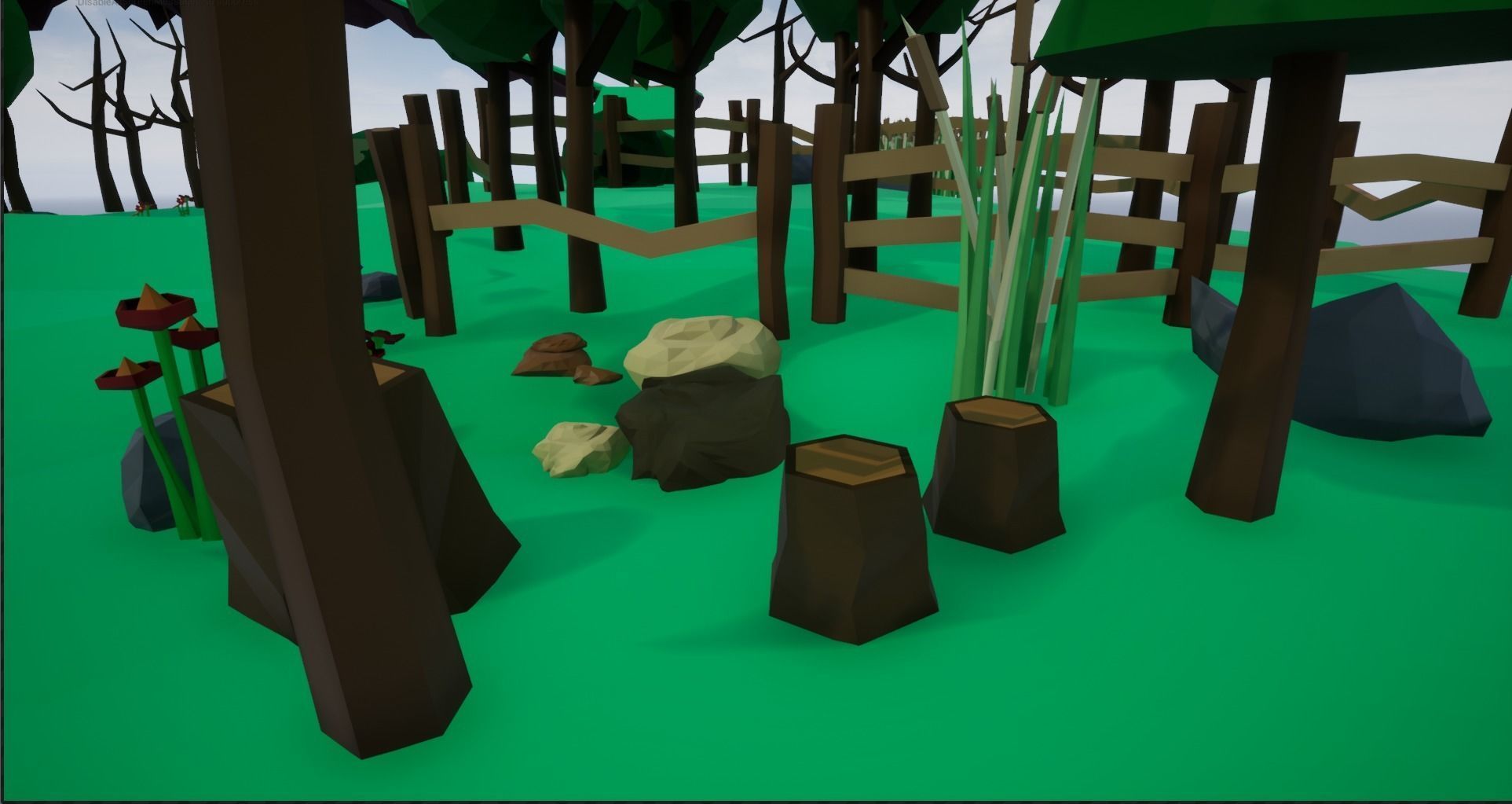 Lowpoly Polygon Platformer-tree-rock-fence-plant Pack 3D Model Collection_19