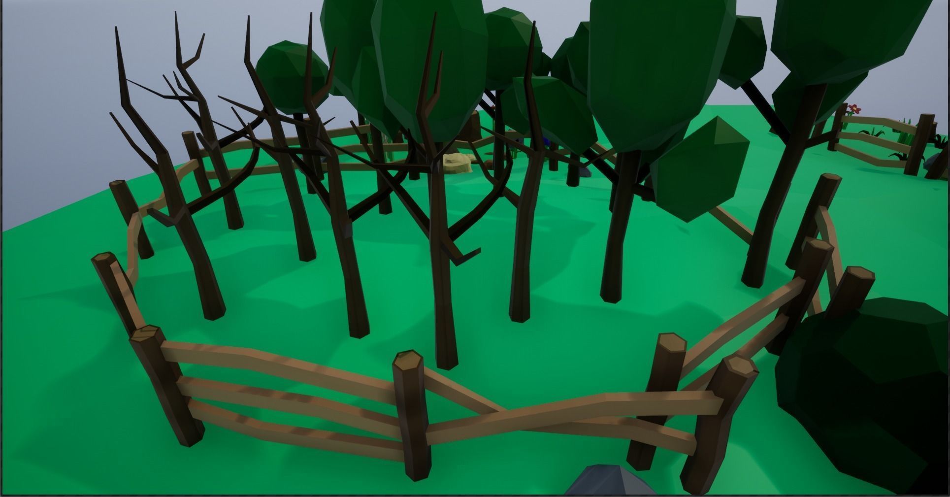 Lowpoly Polygon Platformer-tree-rock-fence-plant Pack 3D Model Collection_20