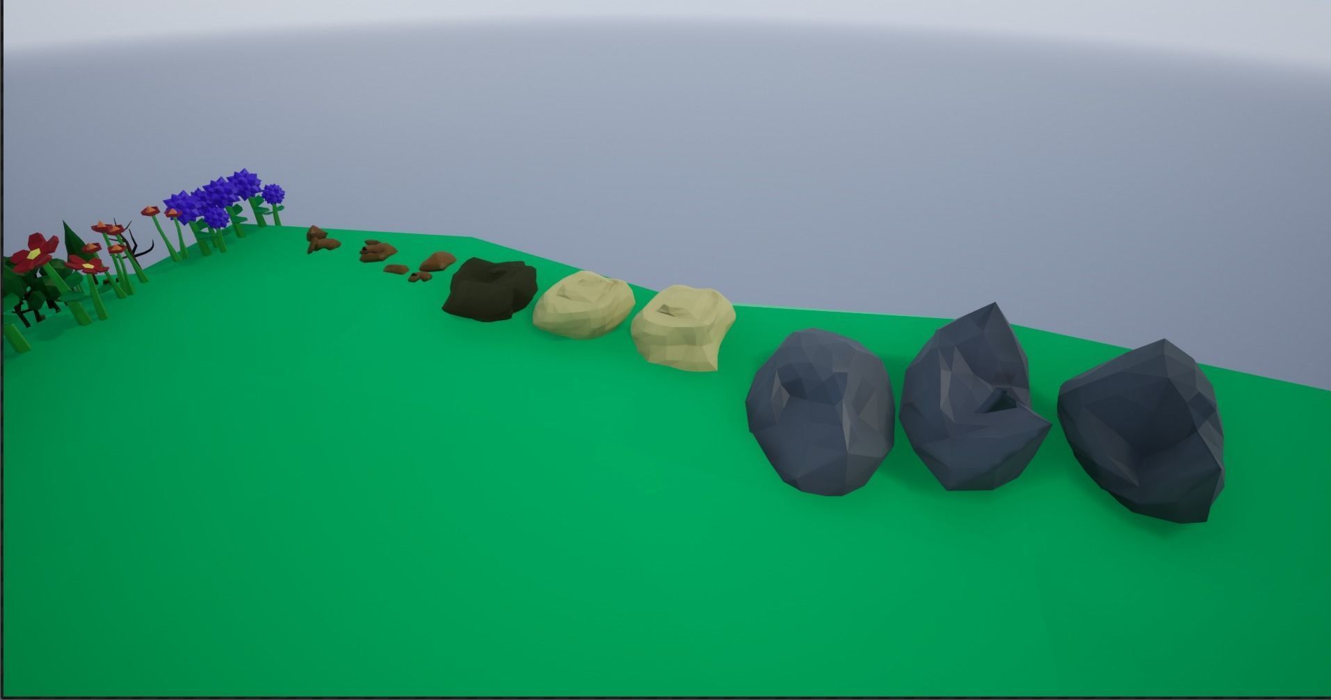 Lowpoly Polygon Platformer-tree-rock-fence-plant Pack 3D Model Collection_25