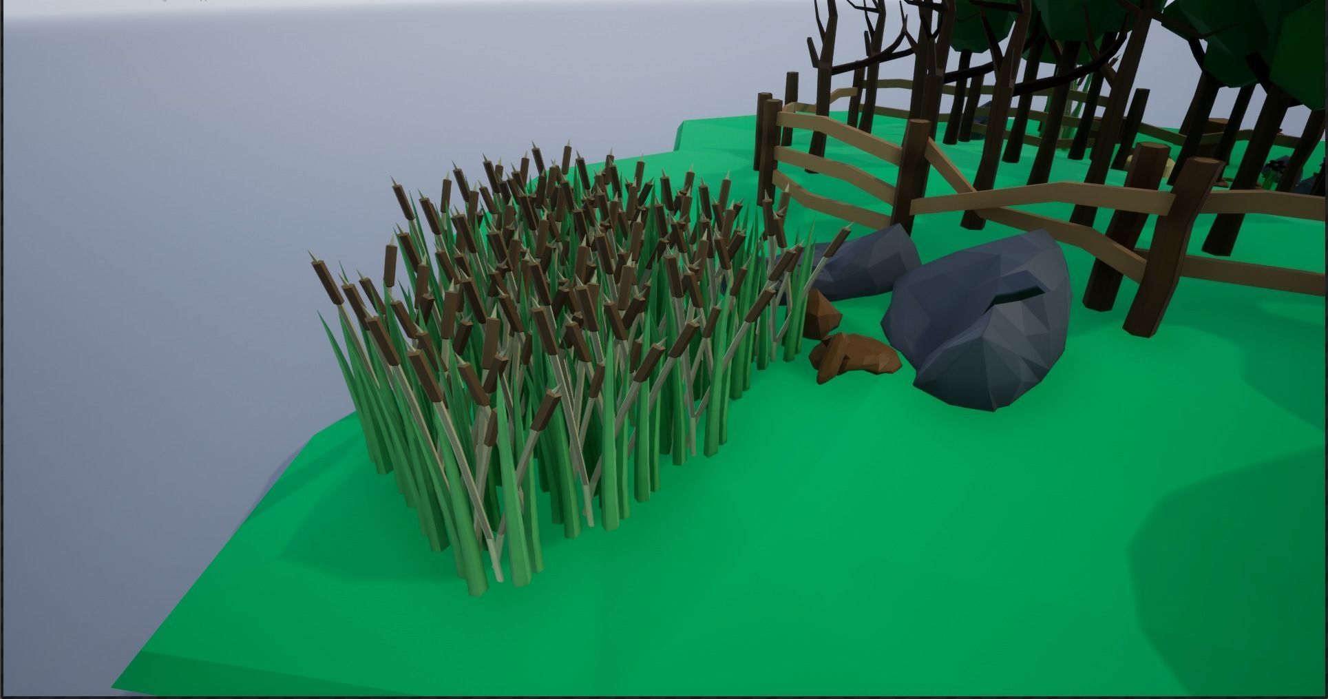 Lowpoly Polygon Platformer-tree-rock-fence-plant Pack 3D Model Collection_11