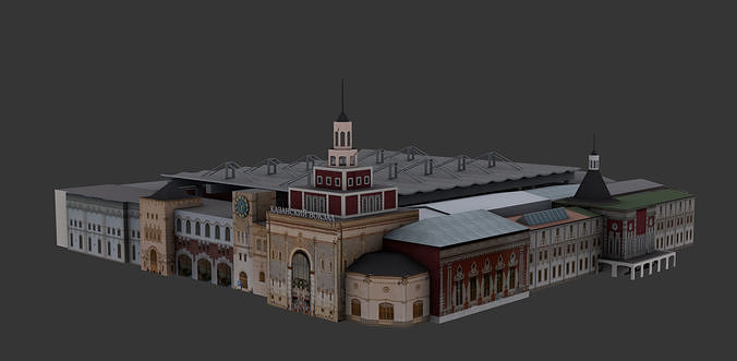 Kazansky Railway station Moscow Low-poly 3D model