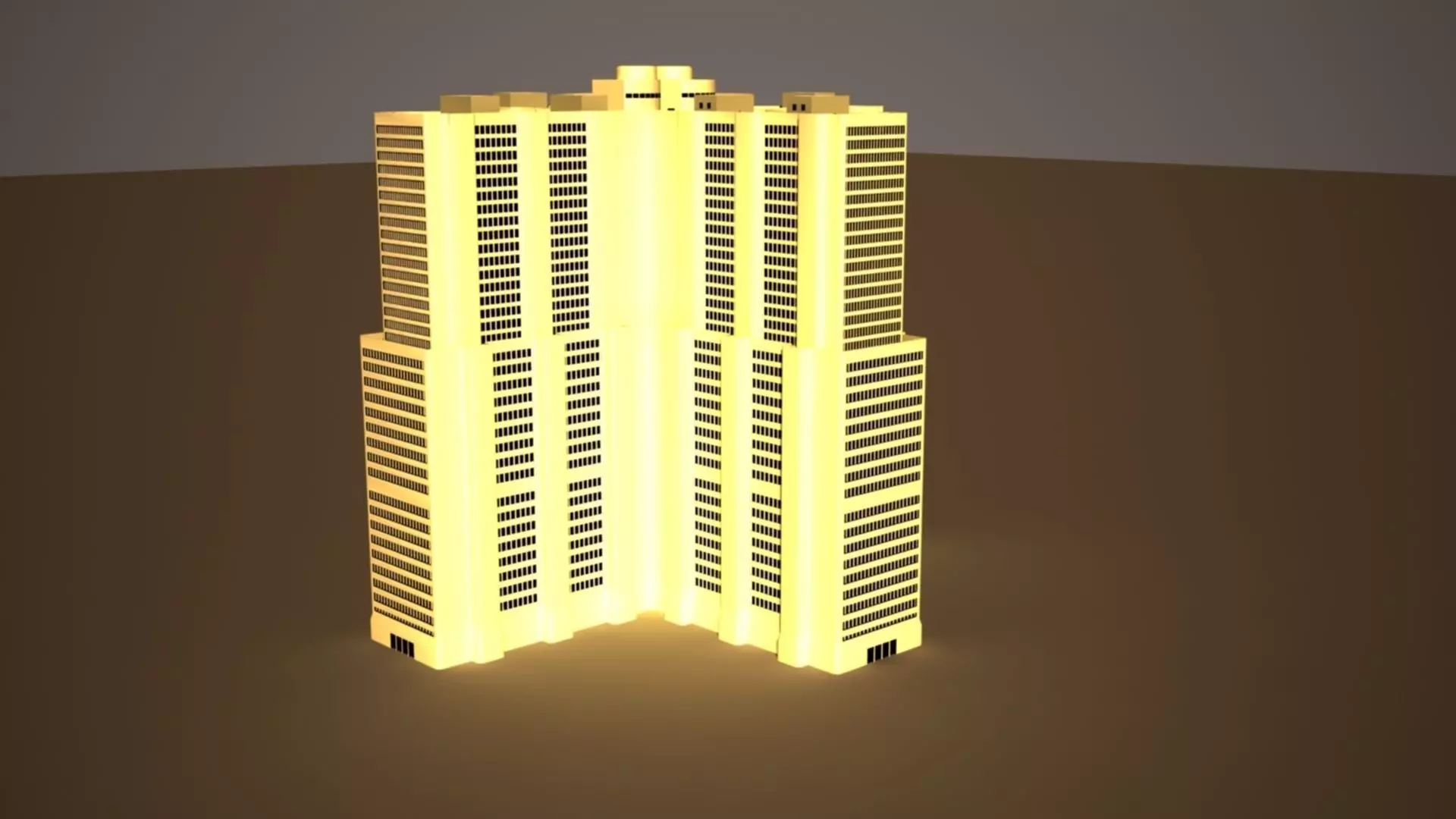 Building tall lit 3D model