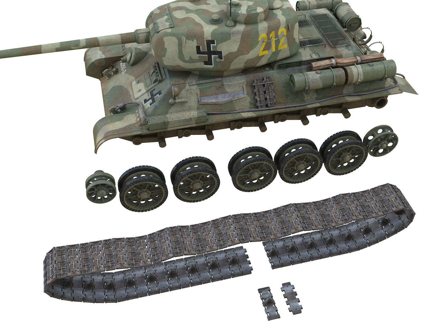 T-34-85 - 212 - Finish Army 3D model_10