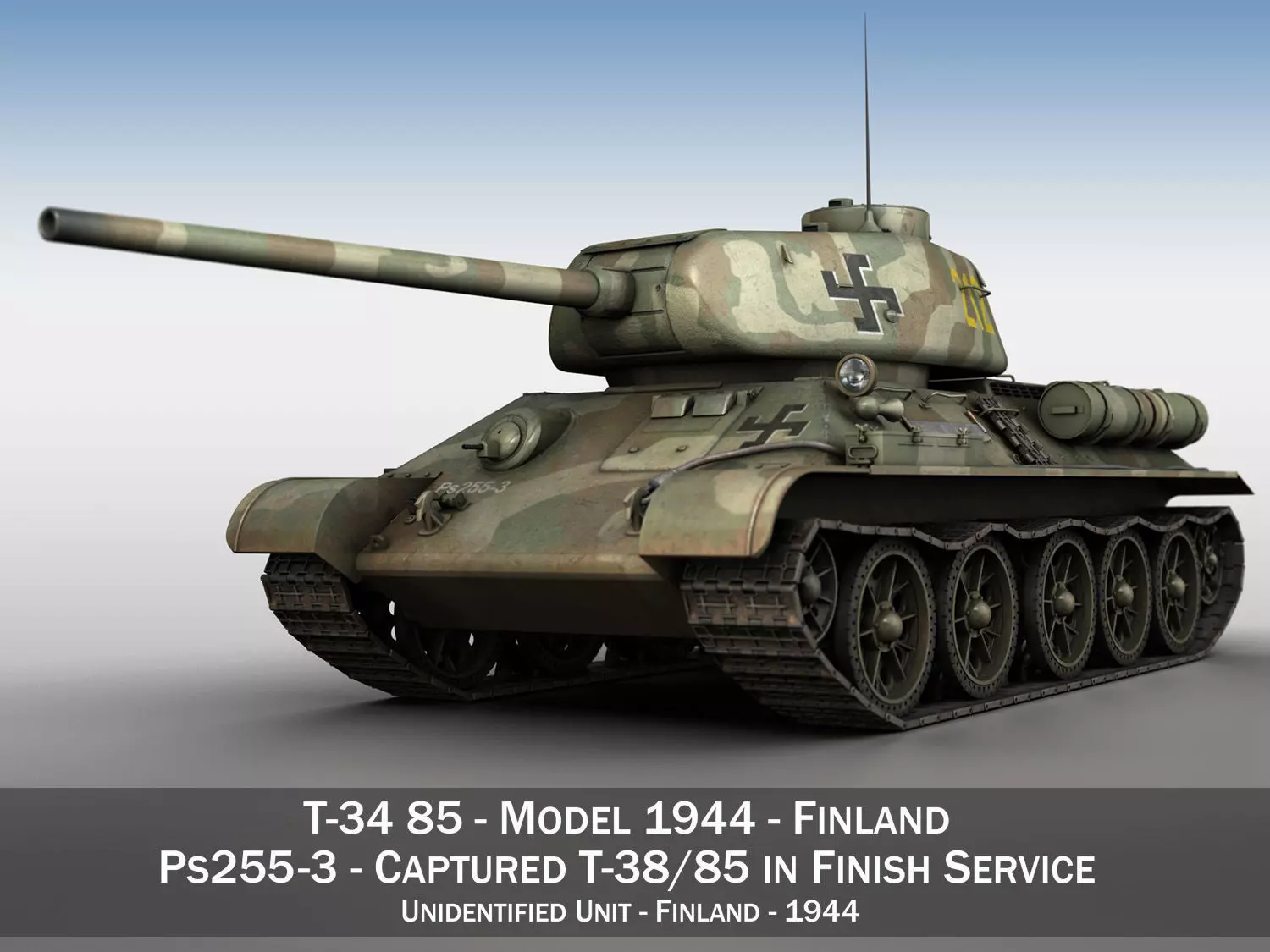 T-34-85 - 212 - Finish Army 3D model_0