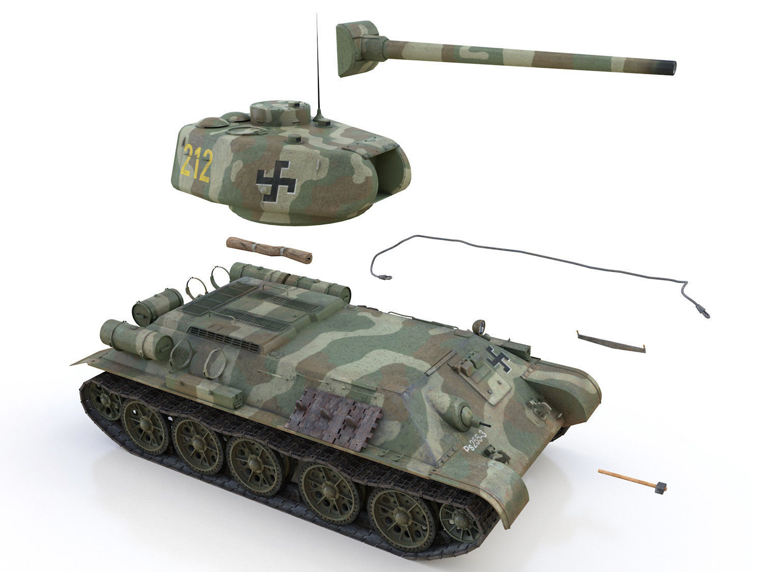 T-34-85 - 212 - Finish Army 3D model_9