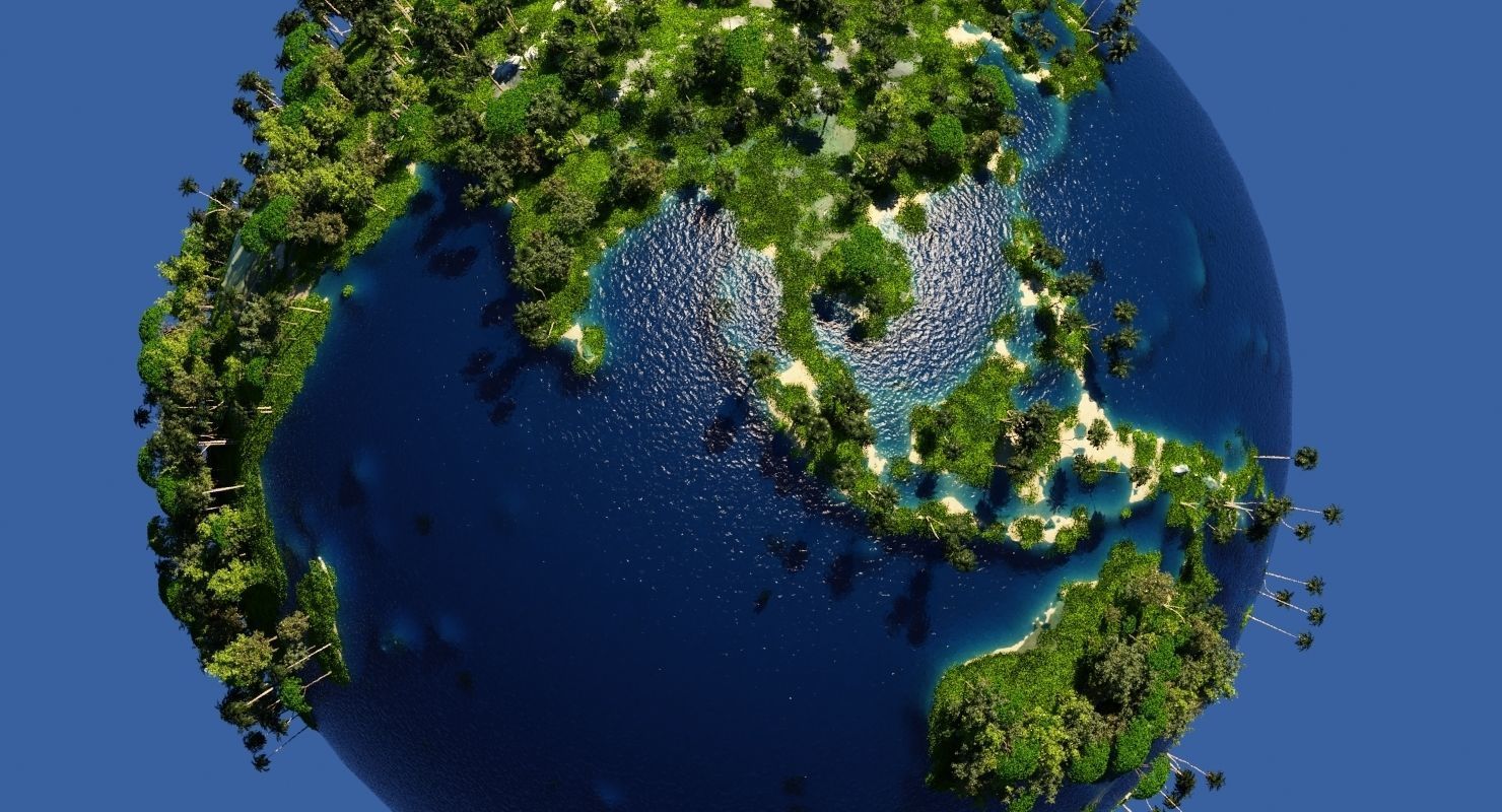 Green Earth Globe 3D model_4