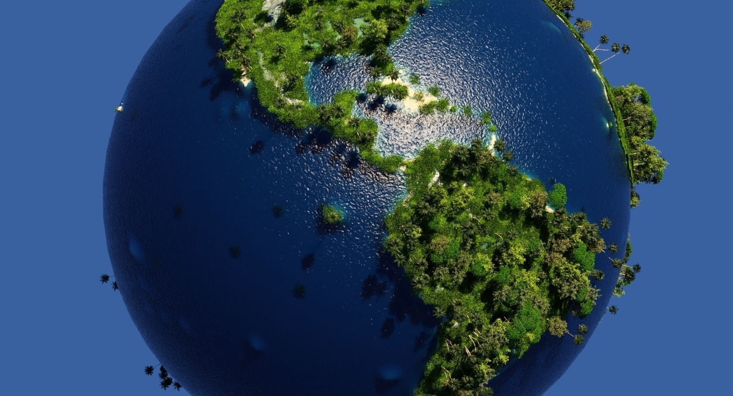 Green Earth Globe 3D model_3