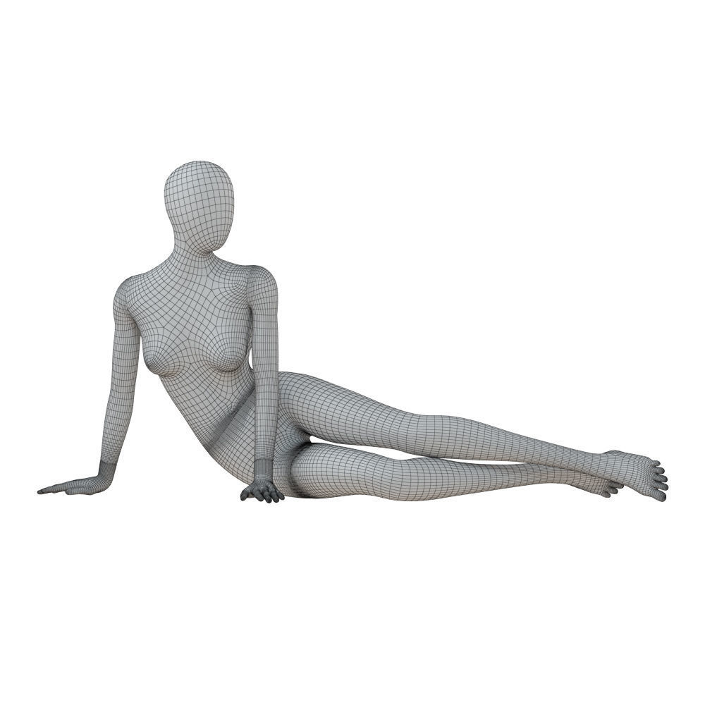 Black female mannequin in a lying pose 51 3D model_4
