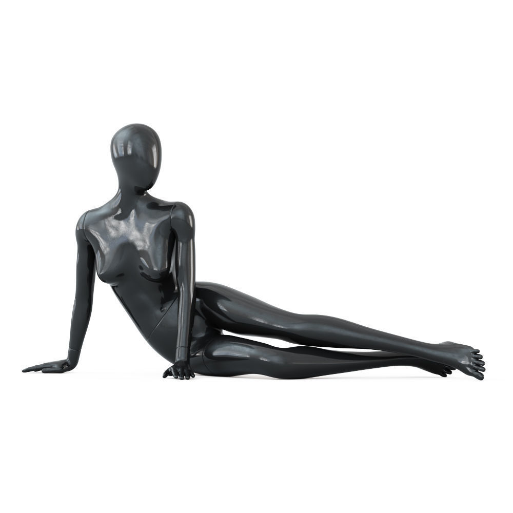 Black female mannequin in a lying pose 51 3D model_1