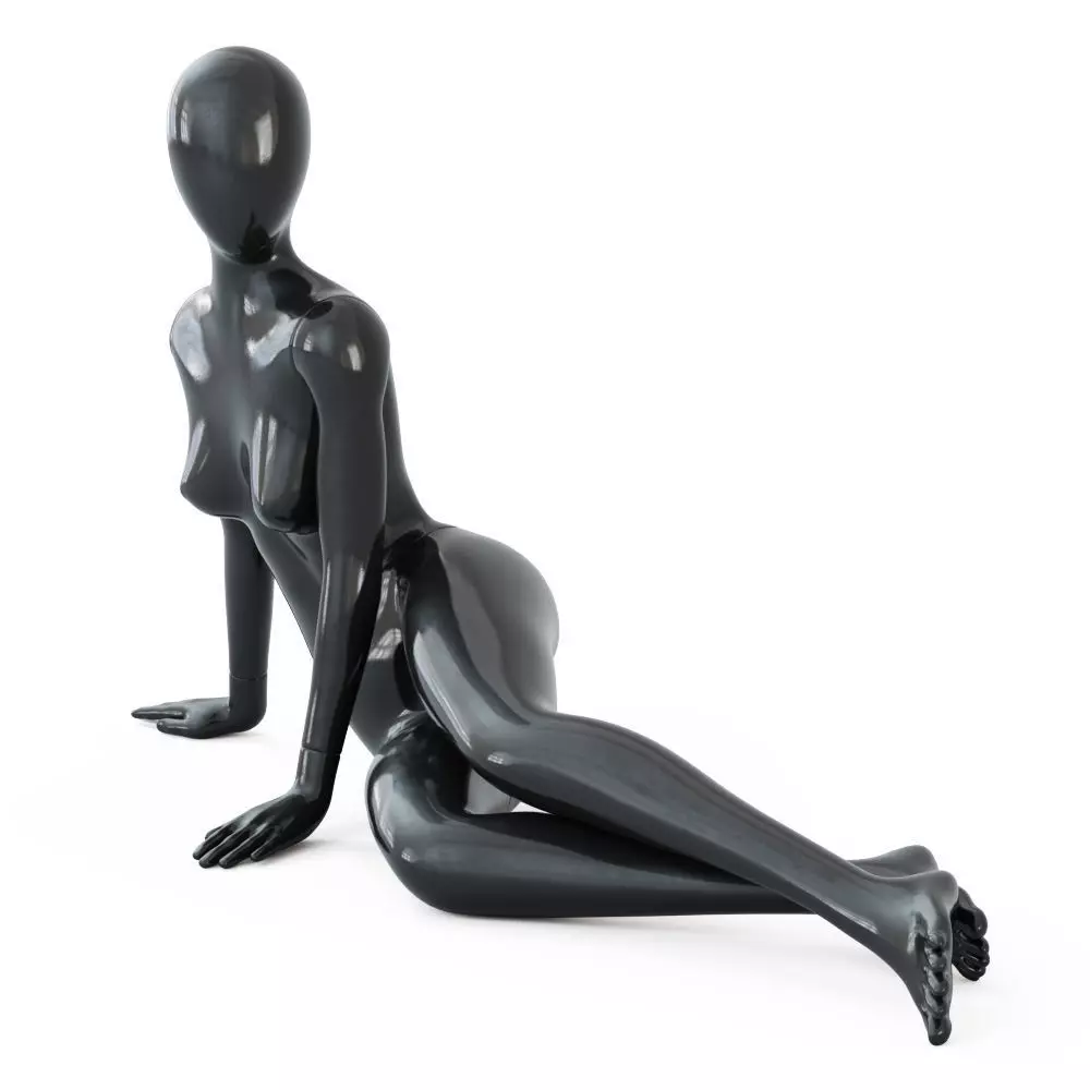 Black female mannequin in a lying pose 51 3D model_0