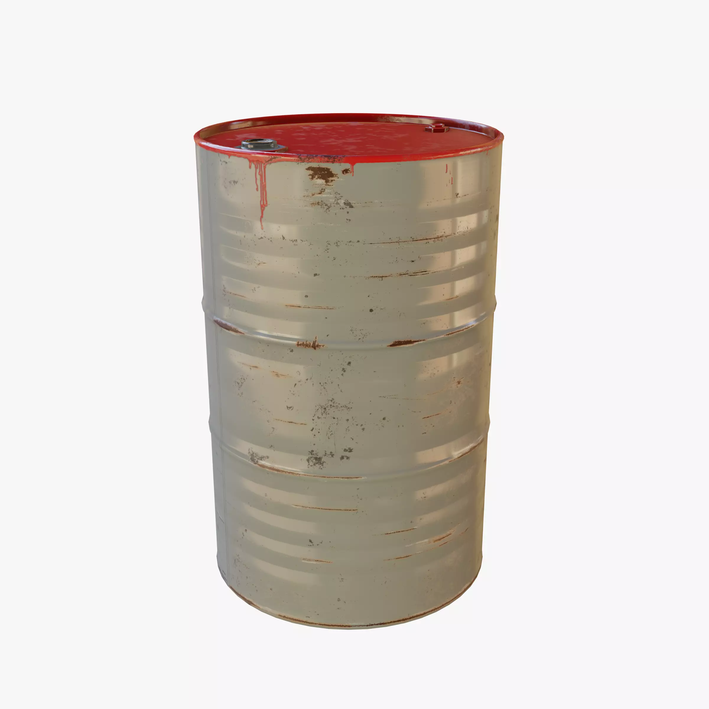 Red Painted Oil Drum Low-poly 3D model