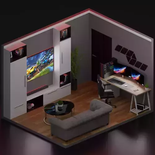 Realistick Low-Poly gaming room design