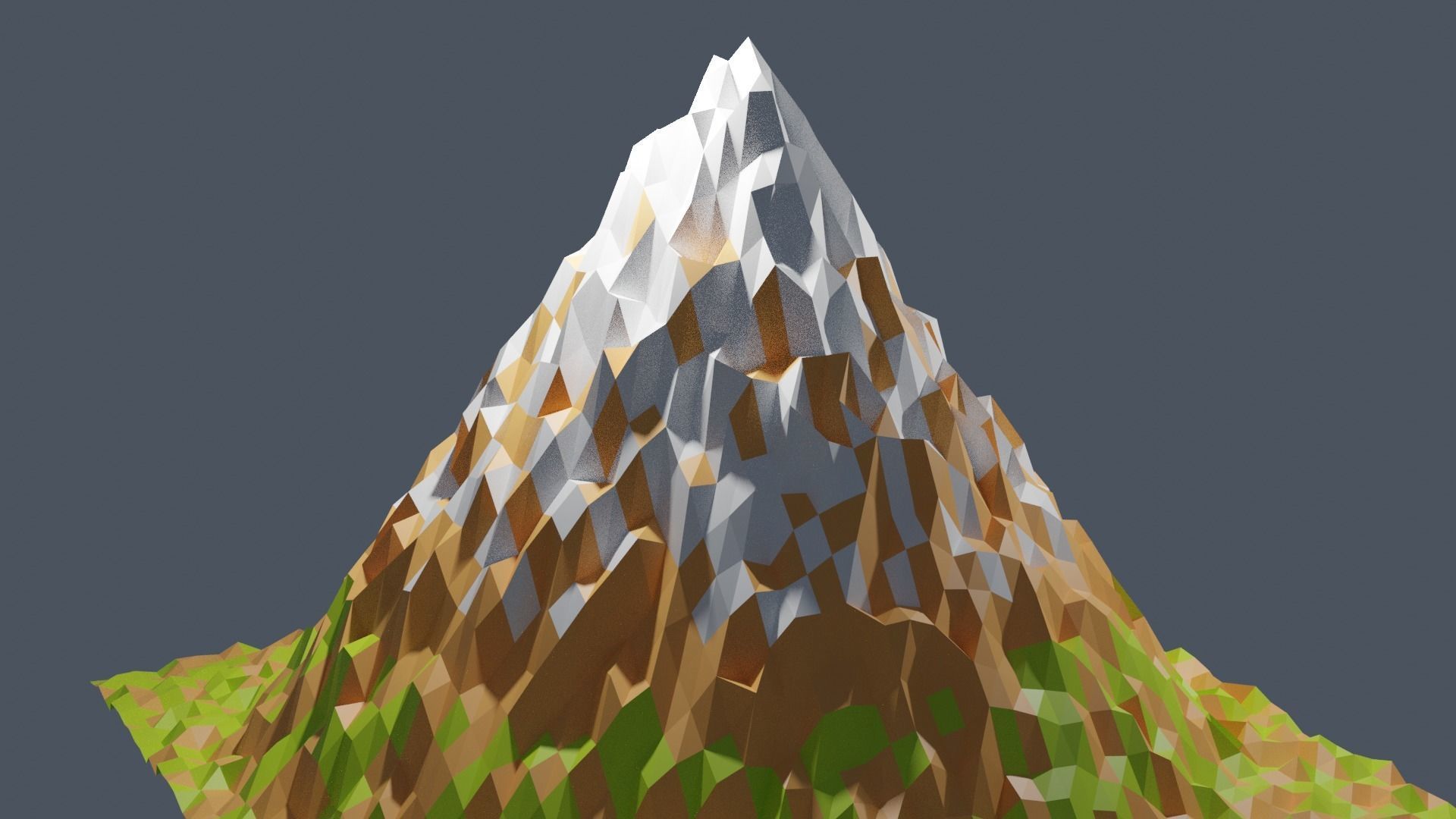 Low Poly Mountain with Snow on top and Green on bottom Low-poly 3D model_4