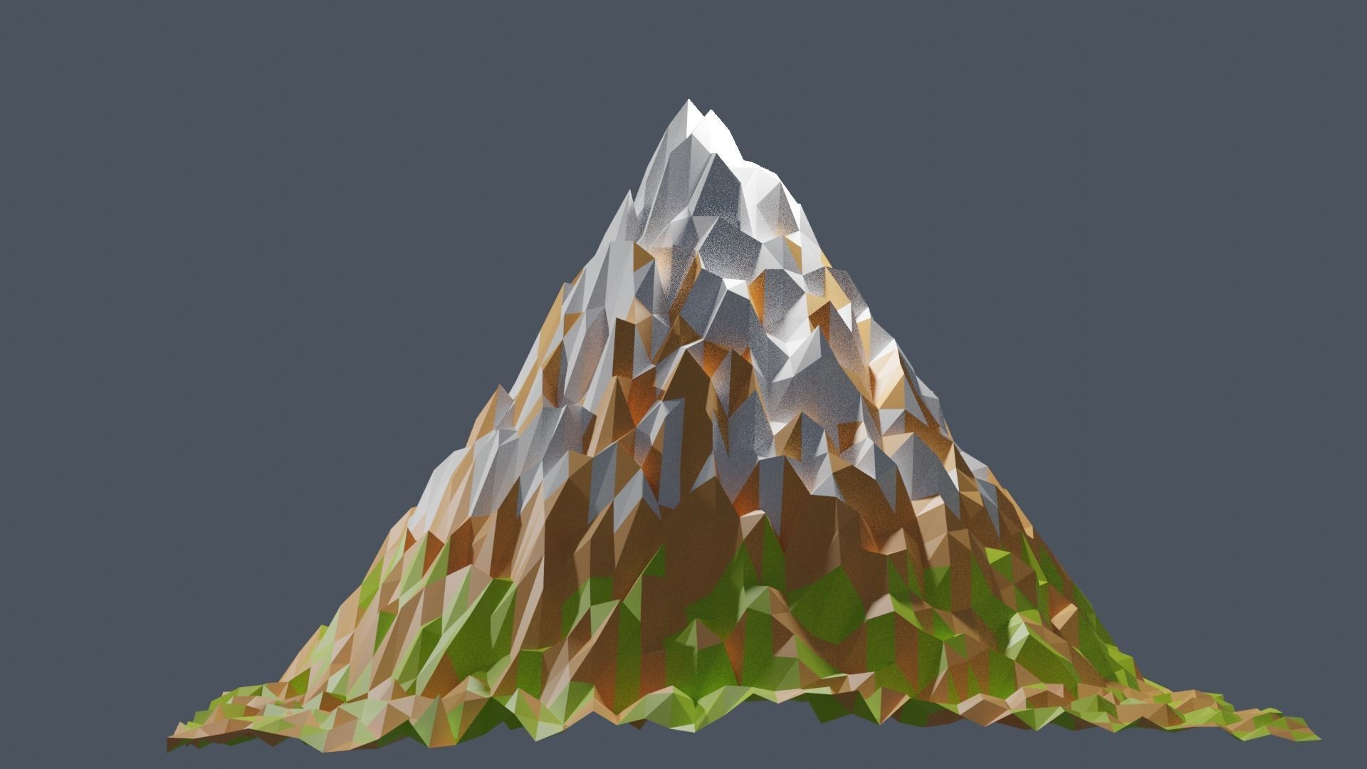 Low Poly Mountain with Snow on top and Green on bottom Low-poly 3D model_1