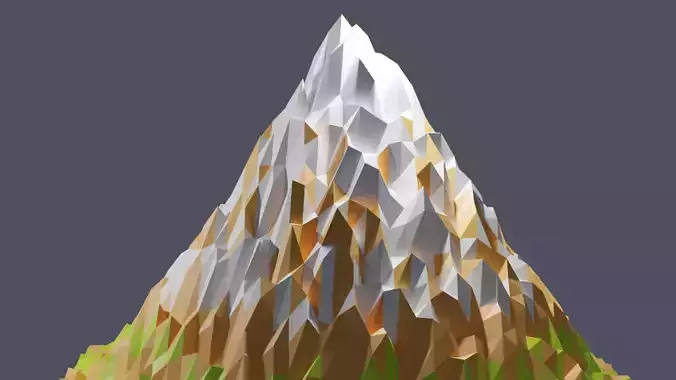 Low Poly Mountain with Snow on top and Green on bottom Low-poly 3D model