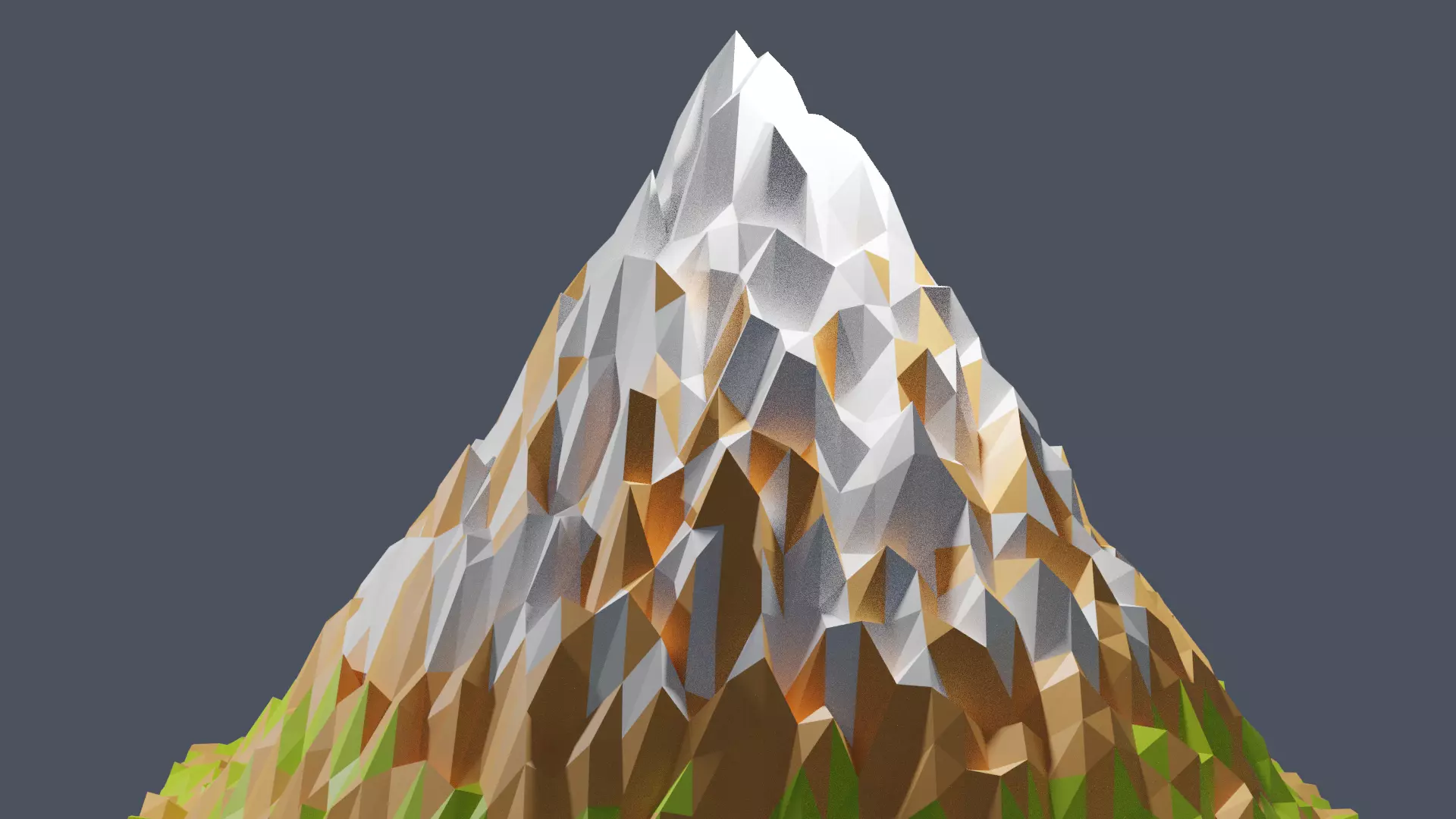 Low Poly Mountain with Snow on top and Green on bottom Low-poly 3D model_0