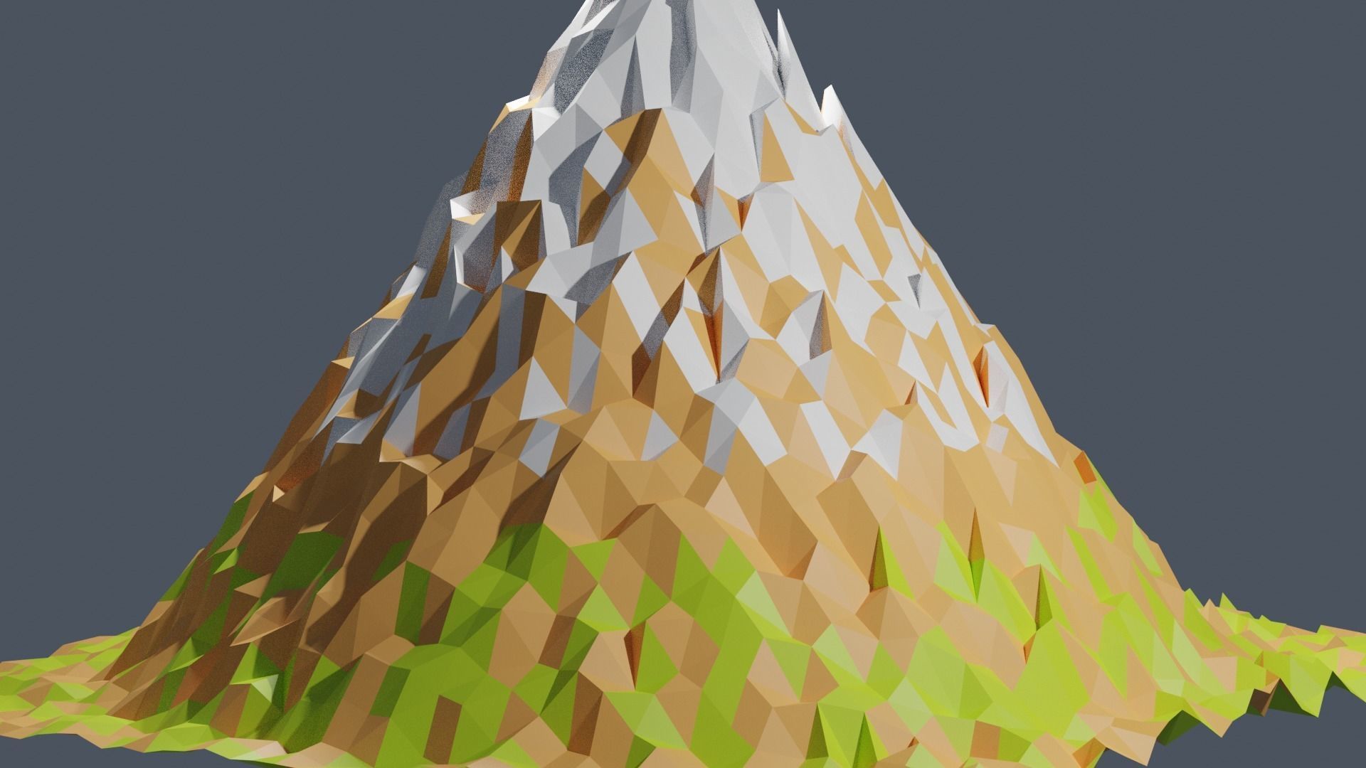 Low Poly Mountain with Snow on top and Green on bottom Low-poly 3D model_2
