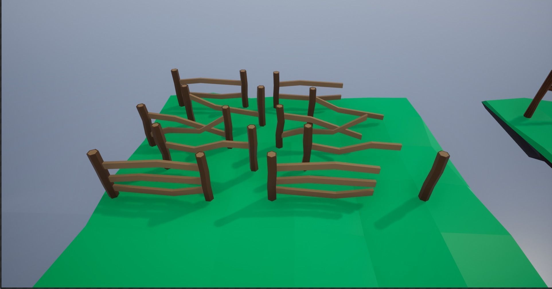 Cartoonish Lowpoly polygon Wooden fence 3D Model Collection_9