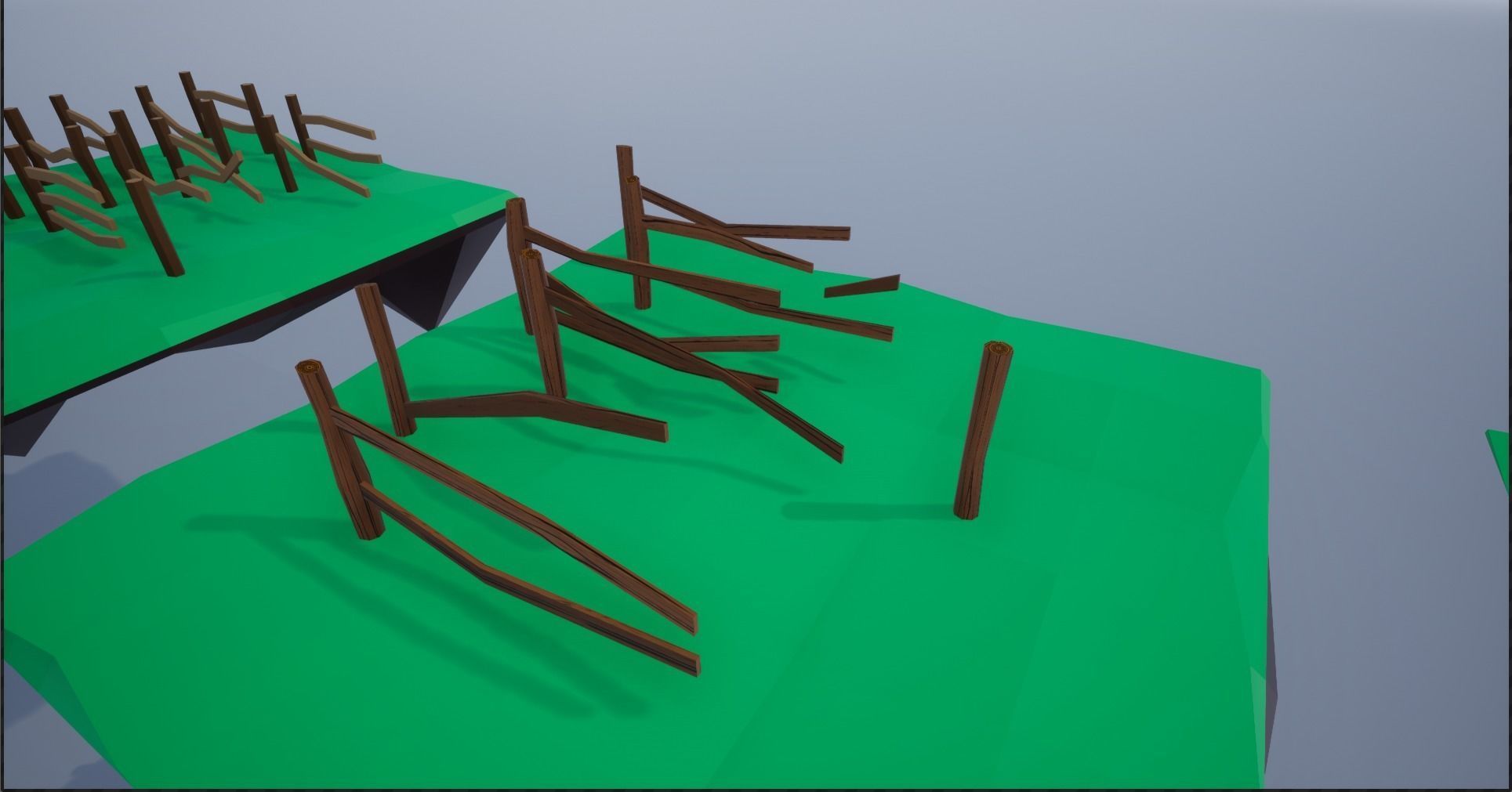 Cartoonish Lowpoly polygon Wooden fence 3D Model Collection_6