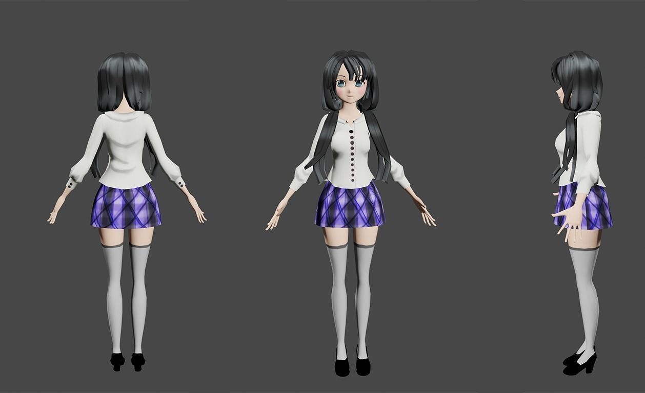 Anime girl 3D model_1