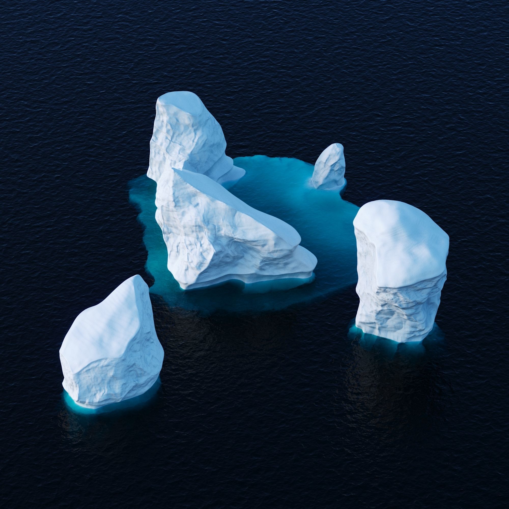 Icebergs collection iceberg floating in ocean Low-poly 3D model_1