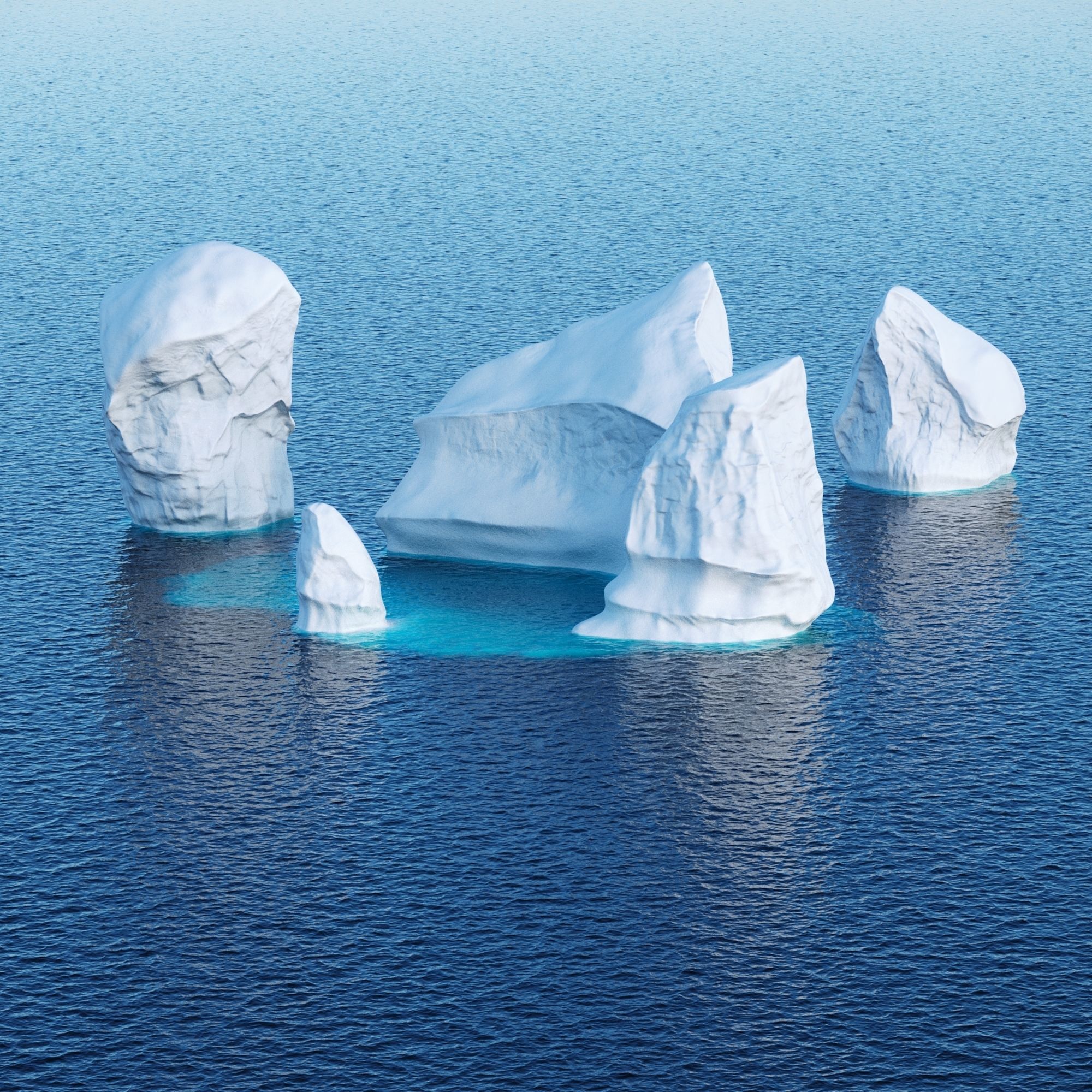Icebergs collection iceberg floating in ocean Low-poly 3D model_2