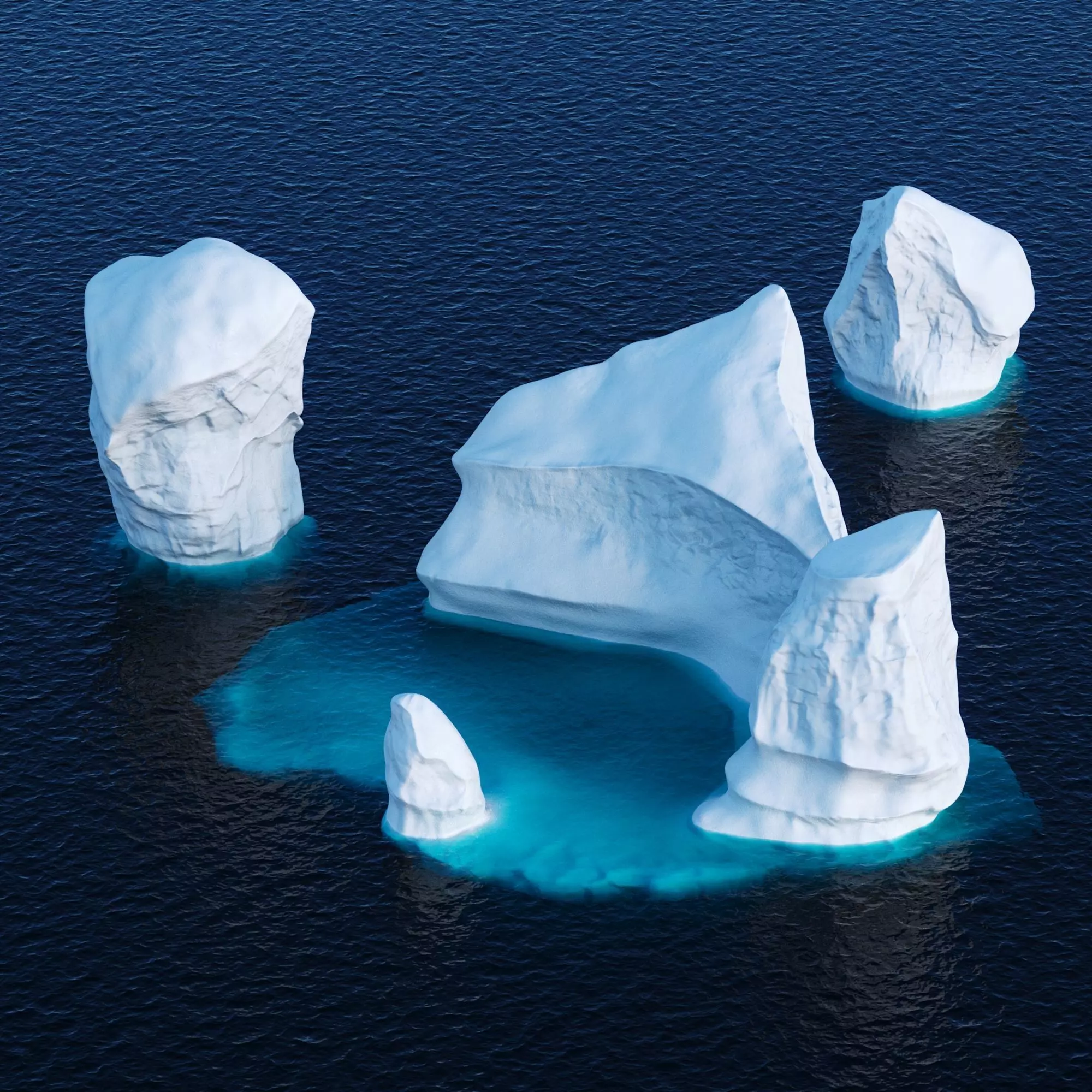 Icebergs collection iceberg floating in ocean Low-poly 3D model_0