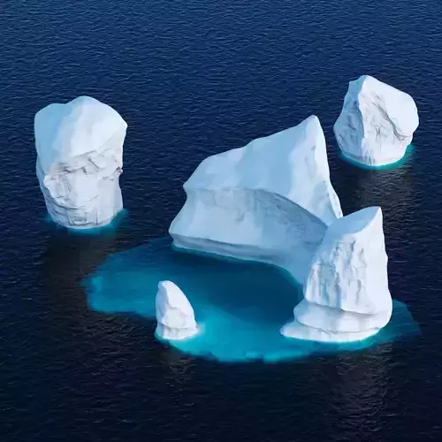 Icebergs collection iceberg floating in ocean Low-poly 3D model