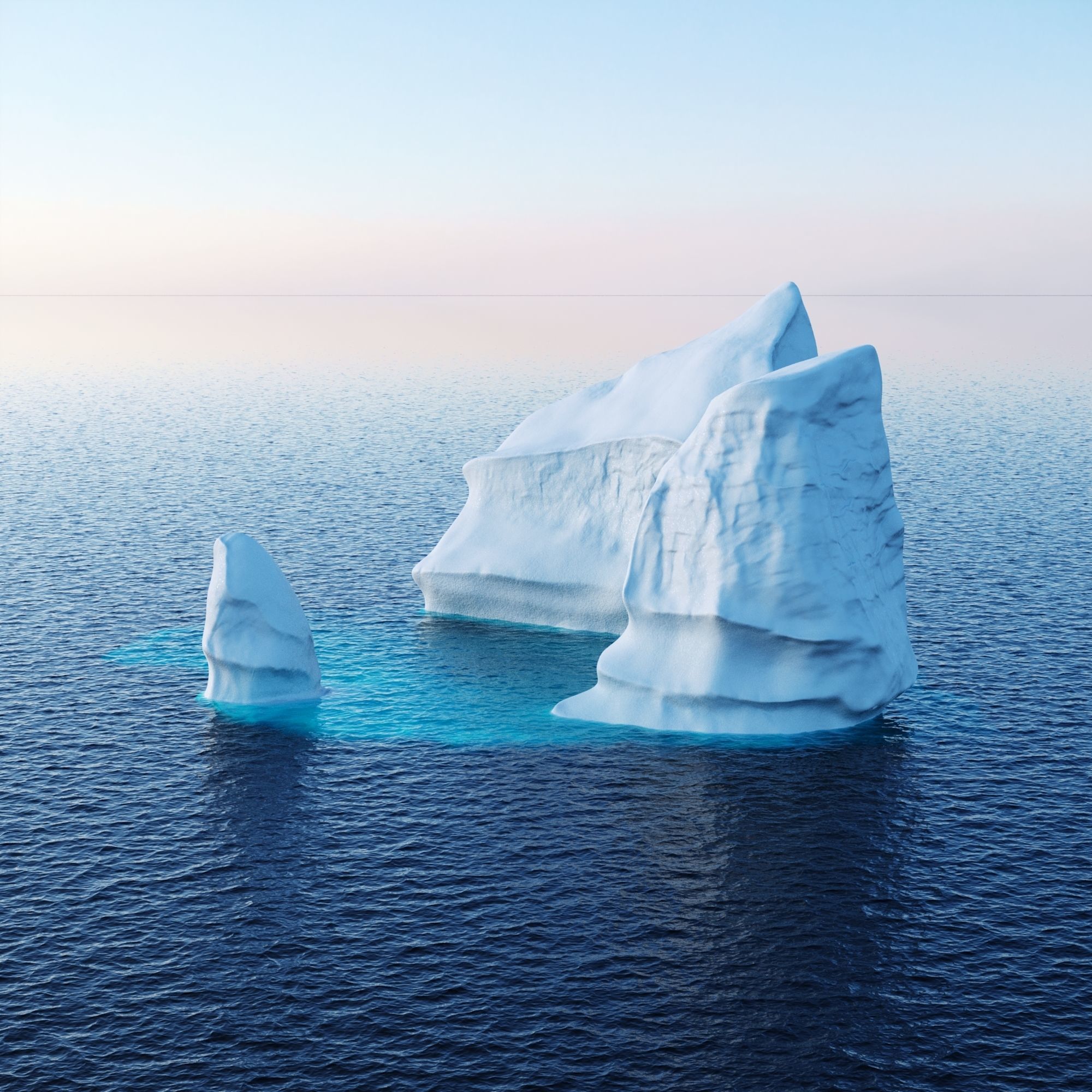 Icebergs collection iceberg floating in ocean Low-poly 3D model_21
