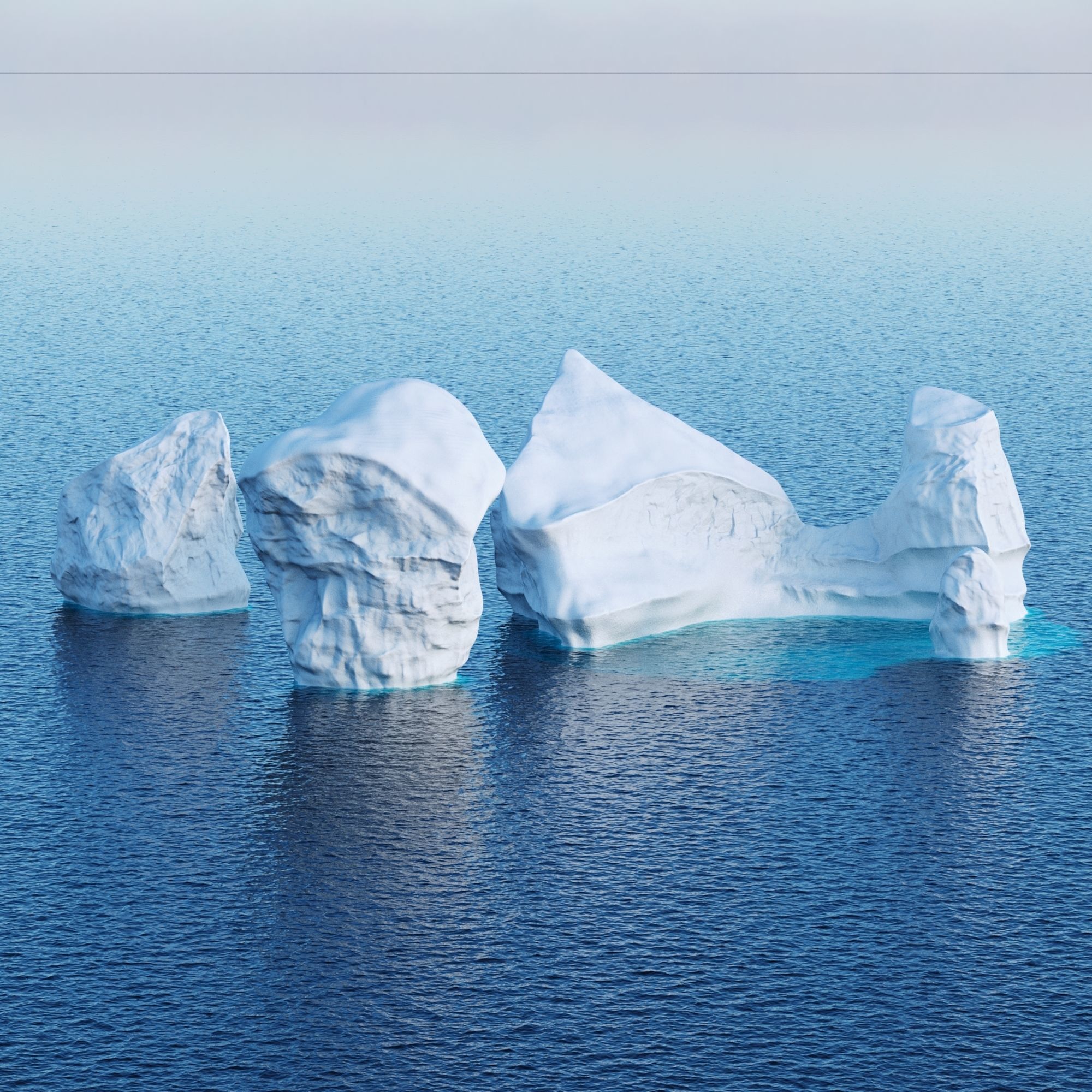Icebergs collection iceberg floating in ocean Low-poly 3D model_3