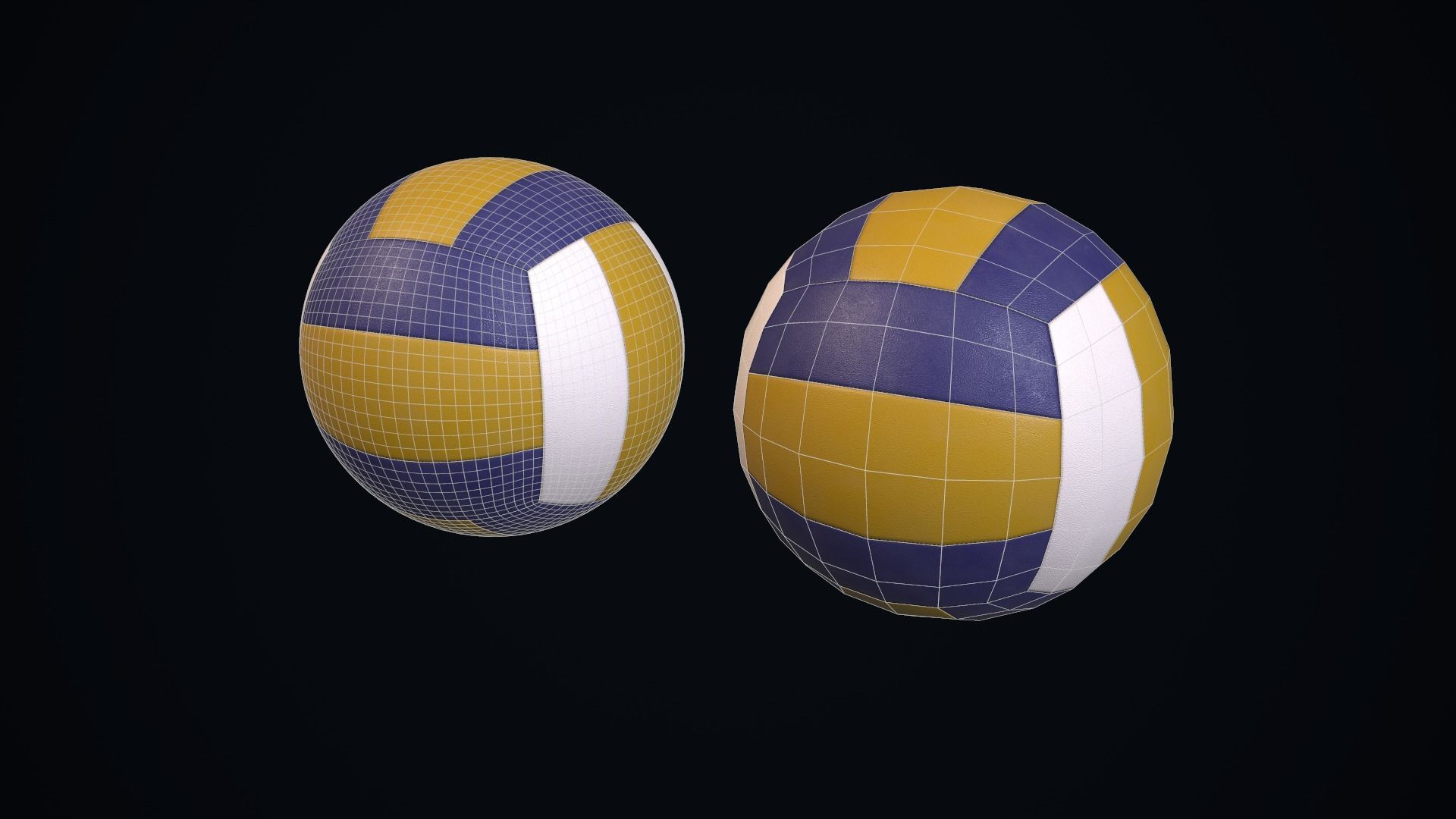 Volleyball ball Low-poly 3D model_16