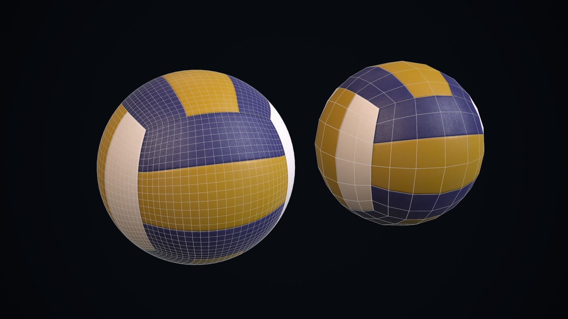 Volleyball ball Low-poly 3D model_14