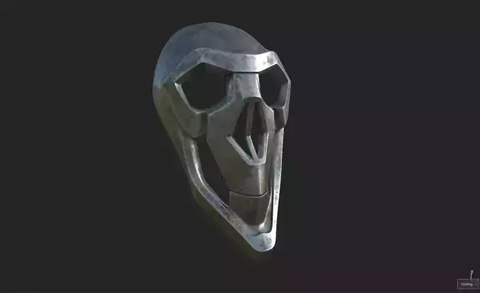 High Quality Metal Skull Low poly and high poly