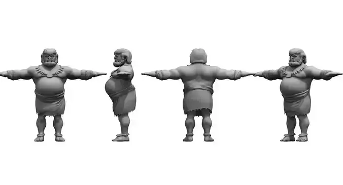 wild forest man cartoon 3d model