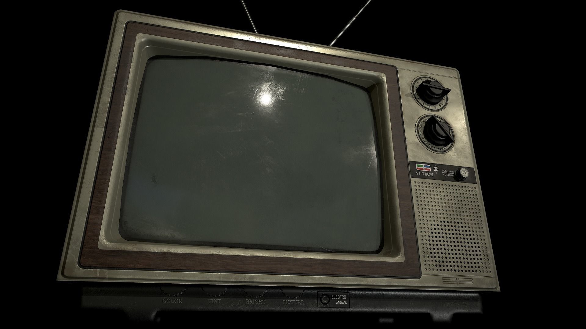 Vintage TV Low-poly 3D model_5