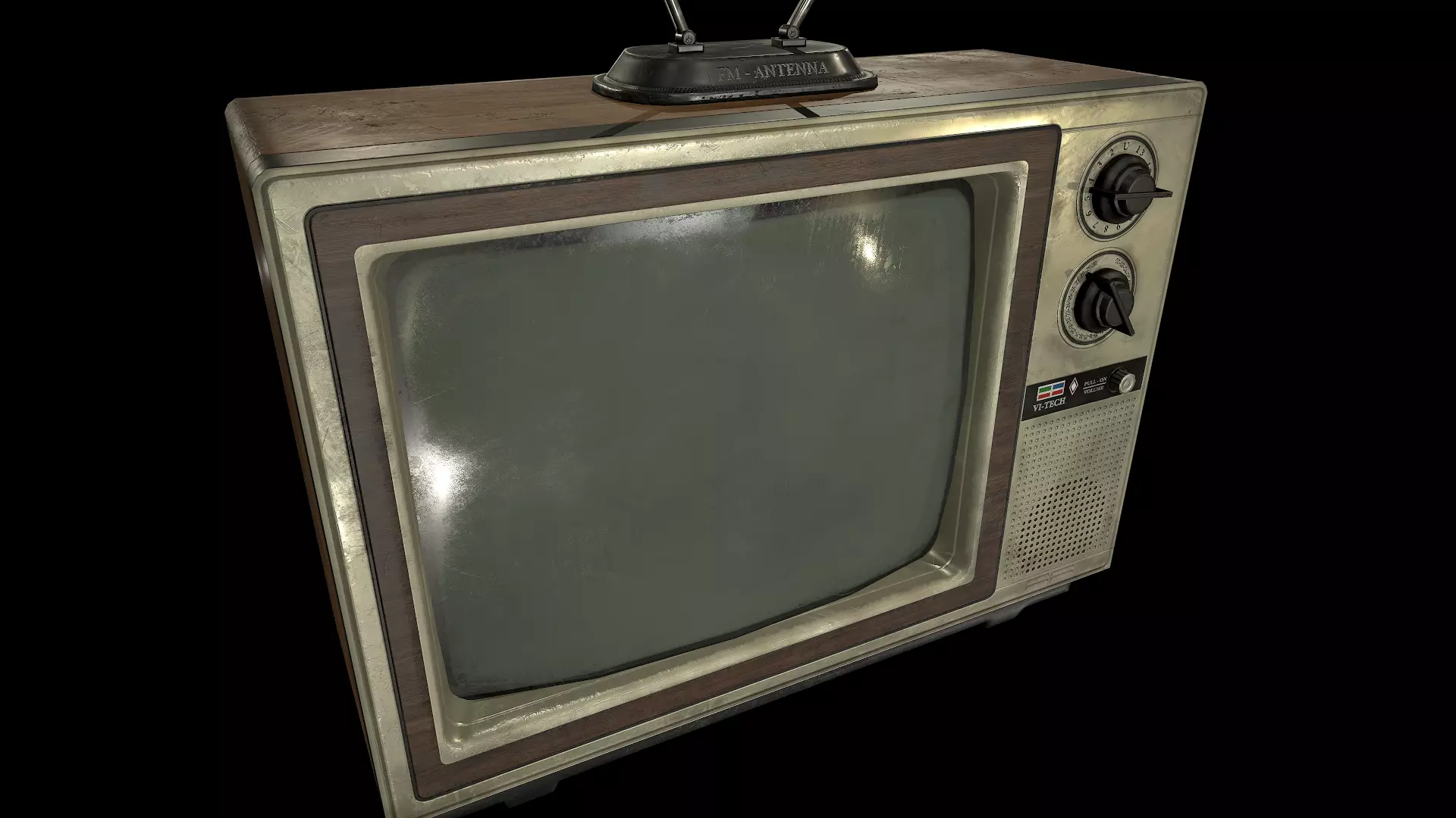 Vintage TV Low-poly 3D model_0