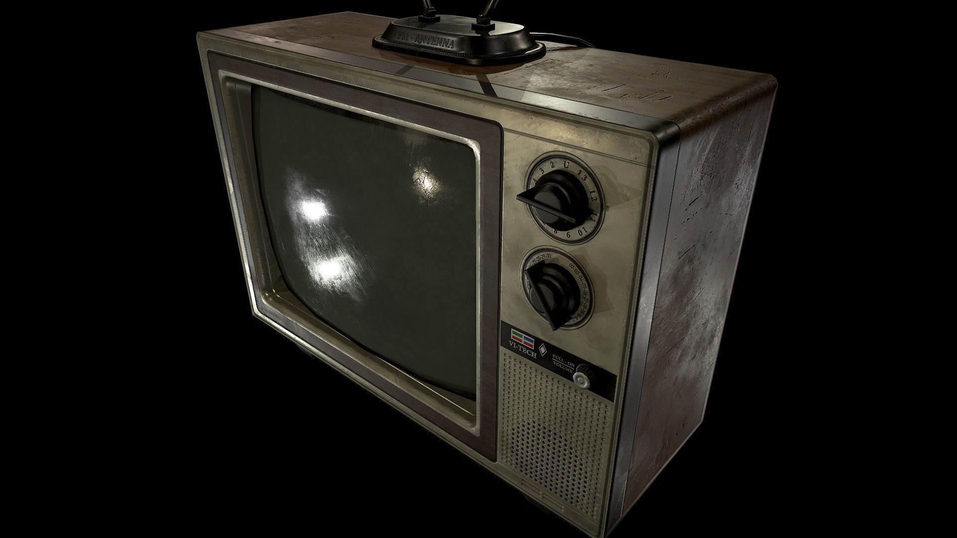 Vintage TV Low-poly 3D model_3