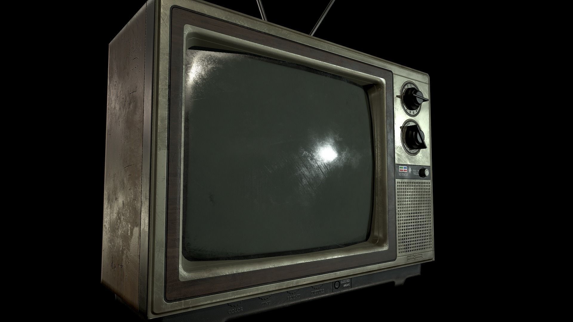 Vintage TV Low-poly 3D model_4