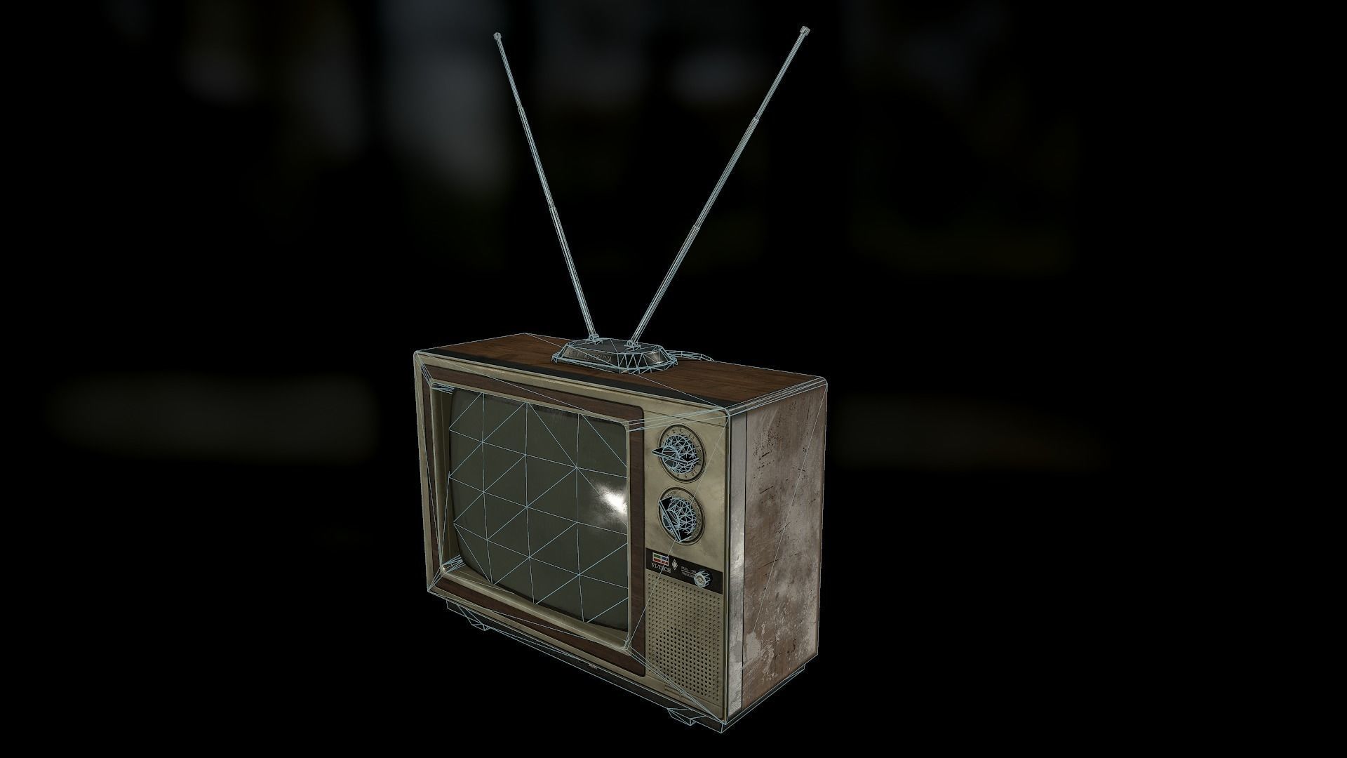 Vintage TV Low-poly 3D model_7