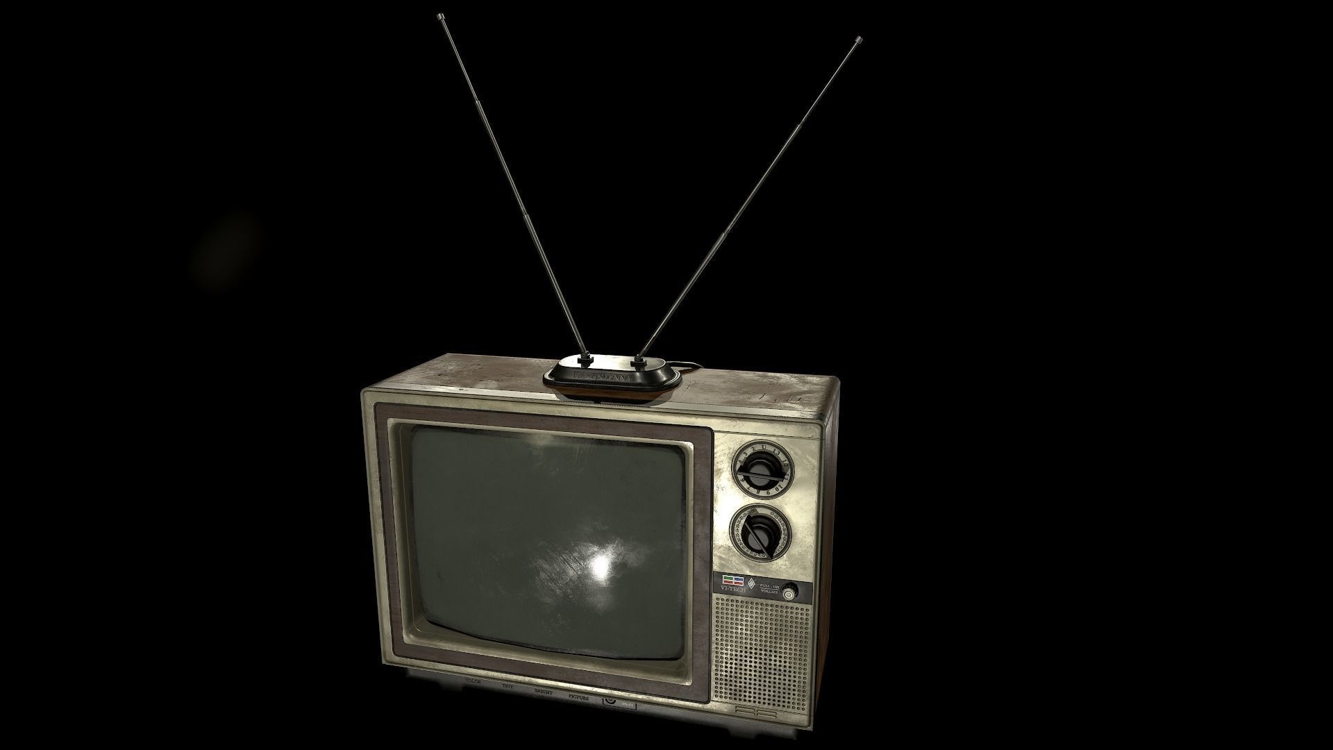 Vintage TV Low-poly 3D model_6