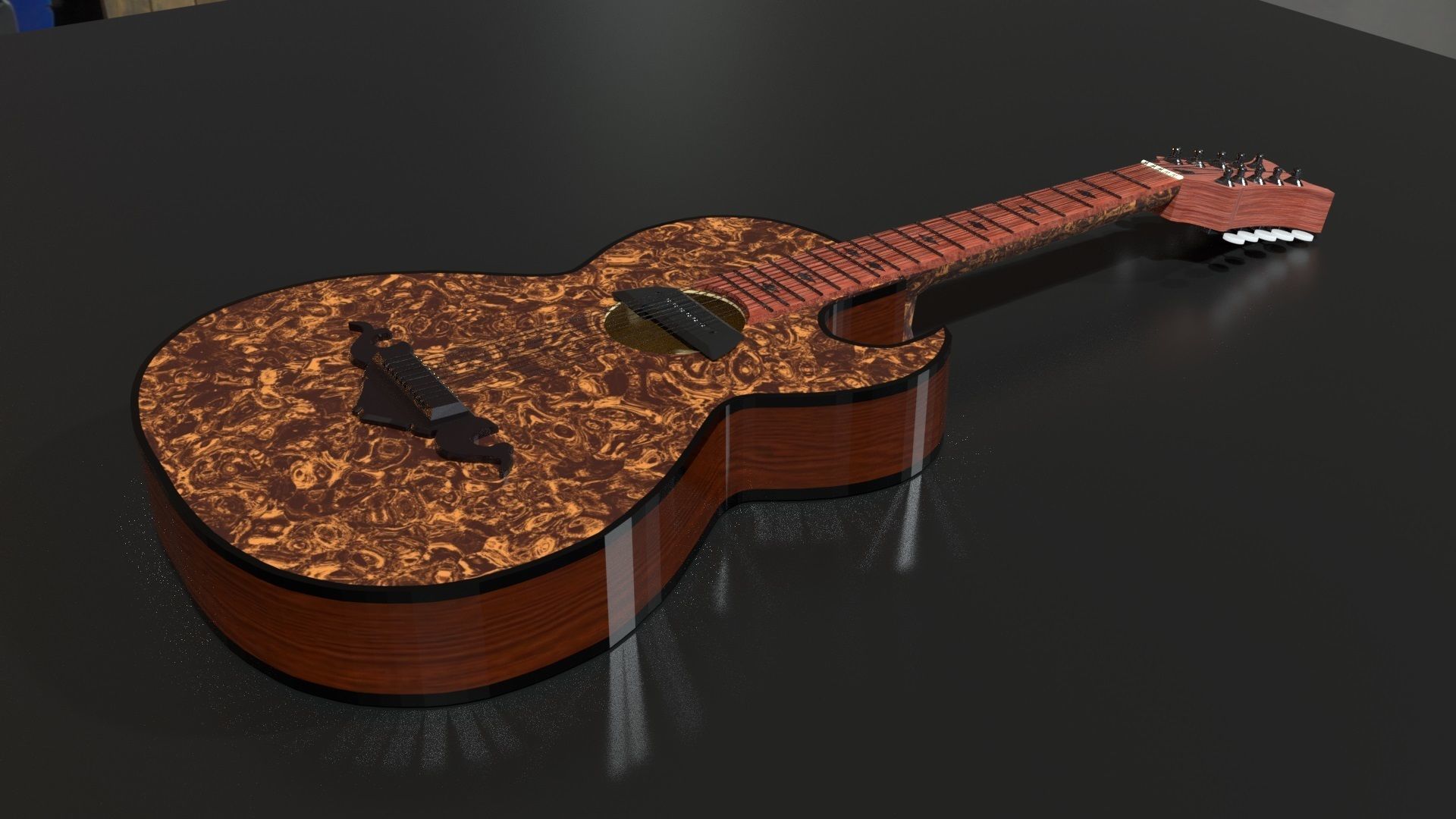 bajo sexto-sixth bass-12 string guitar 3D model_4