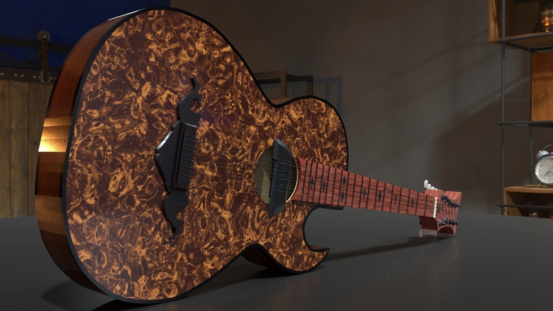 bajo sexto-sixth bass-12 string guitar 3D model_5