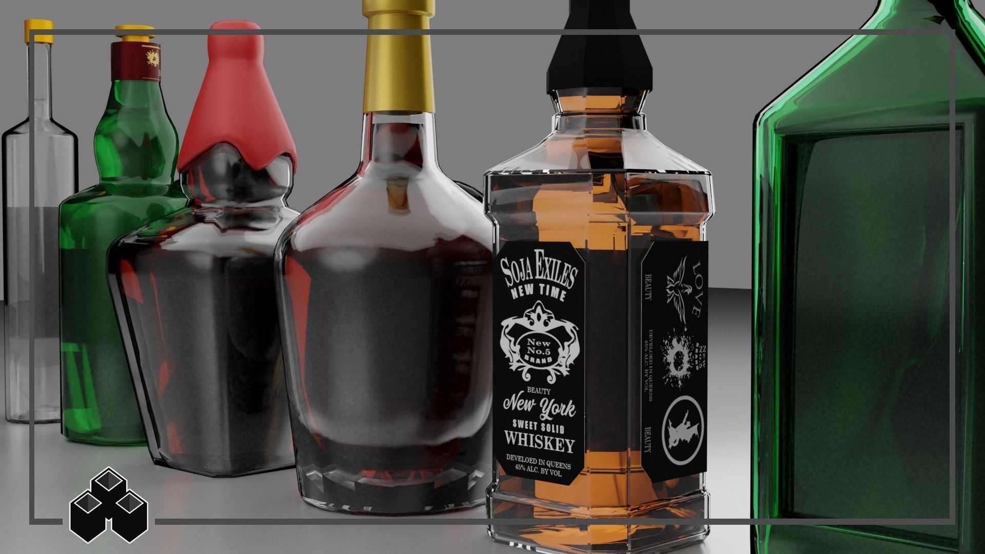 Liquor Bottles 3D model_12